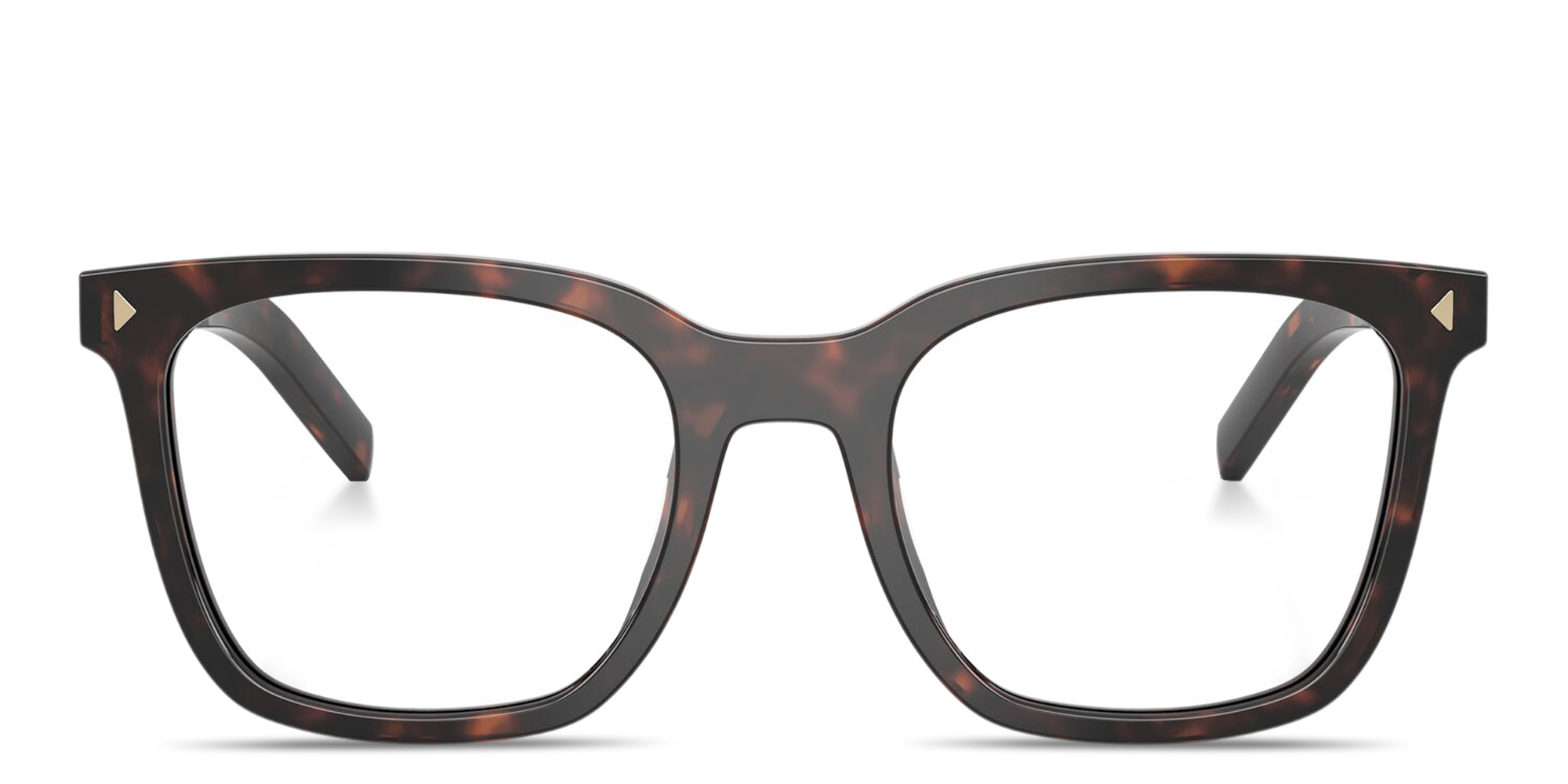 Shop PRADA Logo Lettering Square Eyeglasses in Tortoise online.