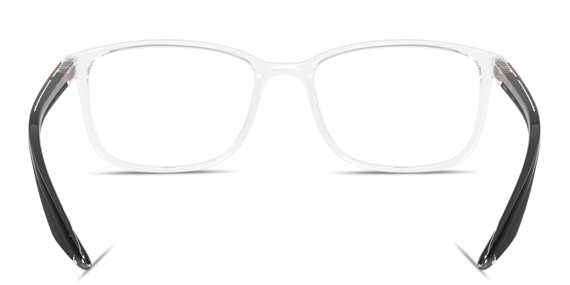Shop Prada Linea Rossa Logo Signature Wide Pillow Eyeglasses in Clear online.