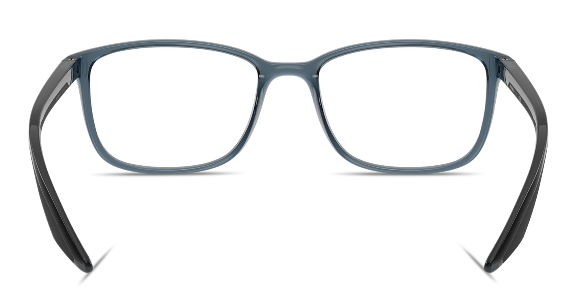 Shop Prada Linea Rossa Logo Signature Wide Pillow Eyeglasses in Transparent Blue online.