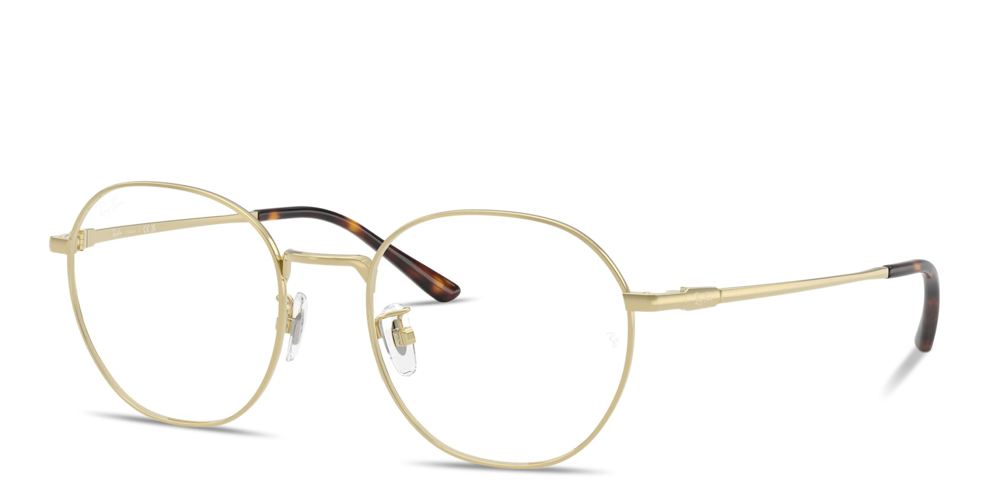Shop Ray-Ban Engraved Logo Unisex Square Eyeglasses in Pale Gold online.