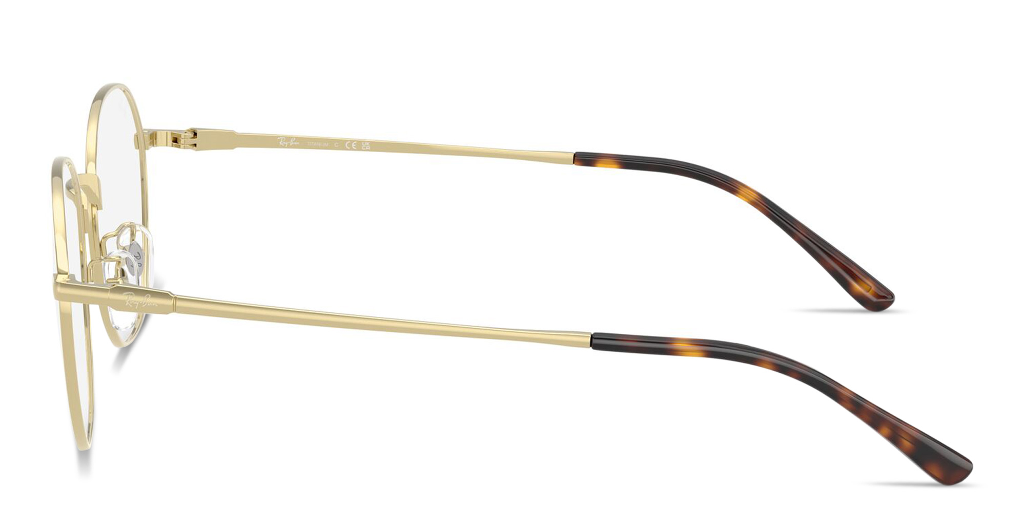 Shop Ray-Ban Engraved Logo Unisex Square Eyeglasses in Pale Gold online.