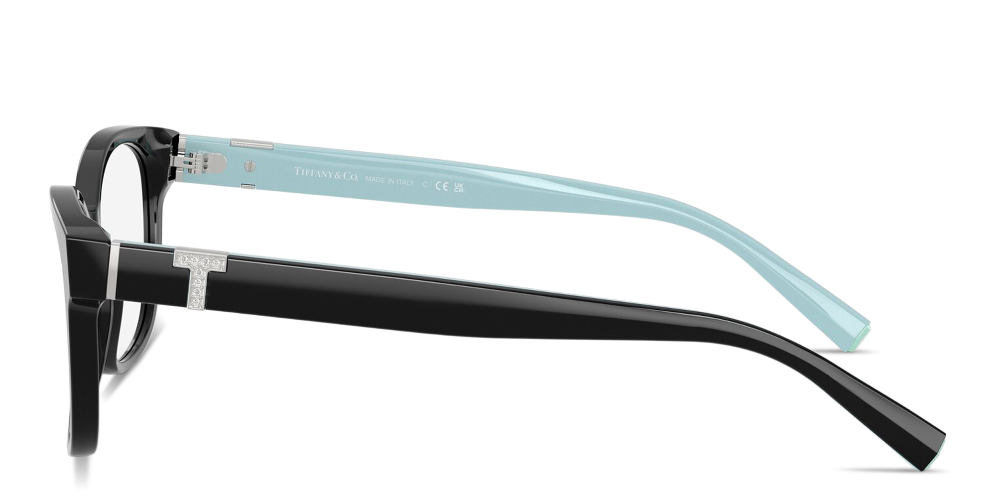 Shop TIFFANY T Motif Wide Square Eyeglasses in Black online.