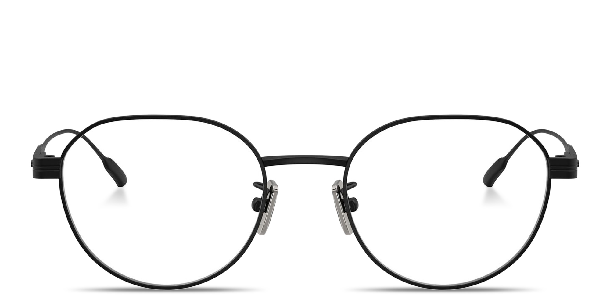 Shop Moncler Logo Signature Unisex Round Eyeglasses in Black online.