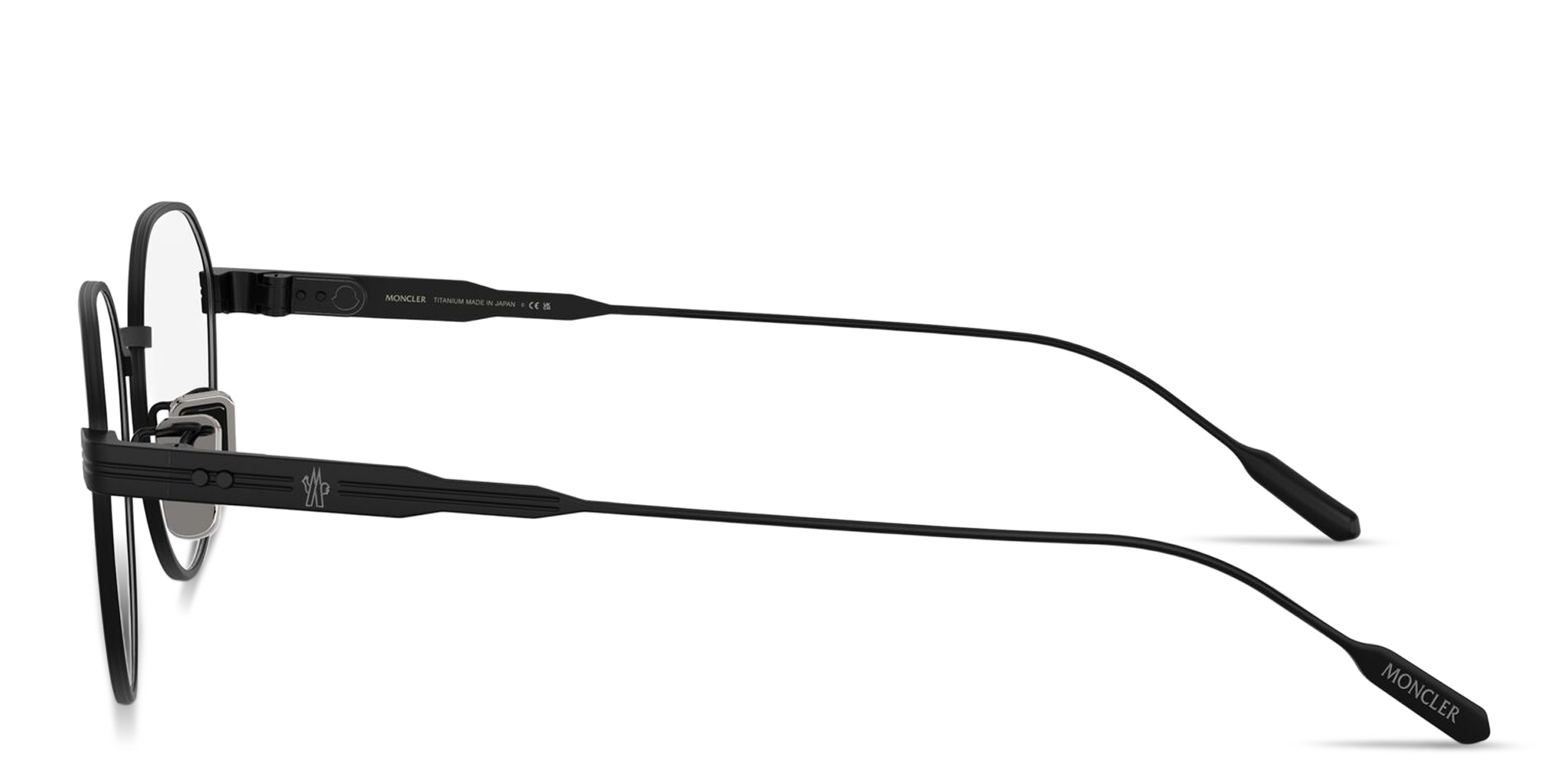 Shop Moncler Logo Signature Unisex Round Eyeglasses in Black online.