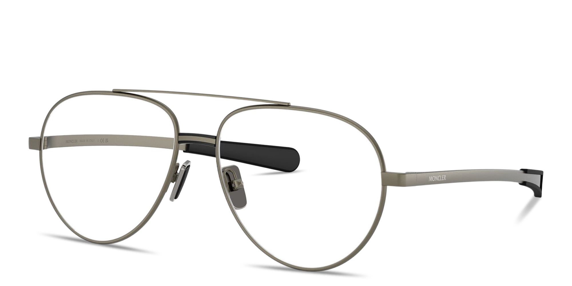 Shop Moncler Logo Signature Unisex Wide Pilot Eyeglasses in Matte Anthracite online.