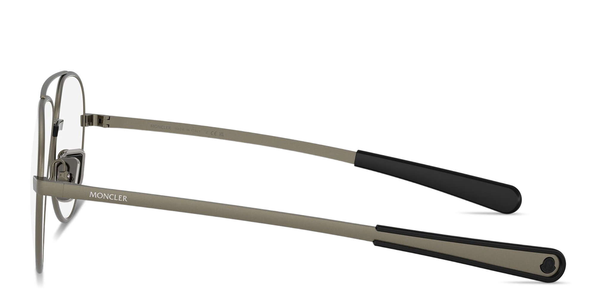 Shop Moncler Logo Signature Unisex Wide Pilot Eyeglasses in Matte Anthracite online.