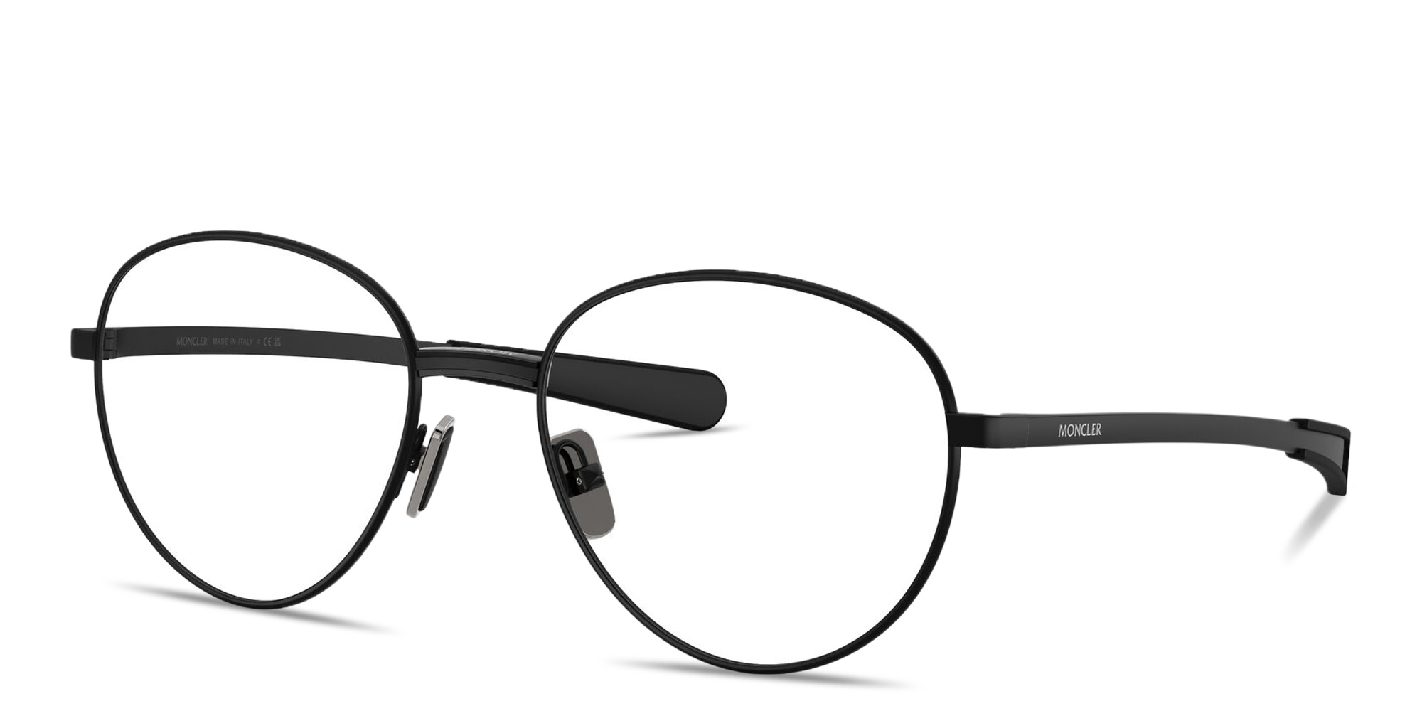 Shop Moncler Logo Signature Unisex Panthos Eyeglasses in Matte Black online.