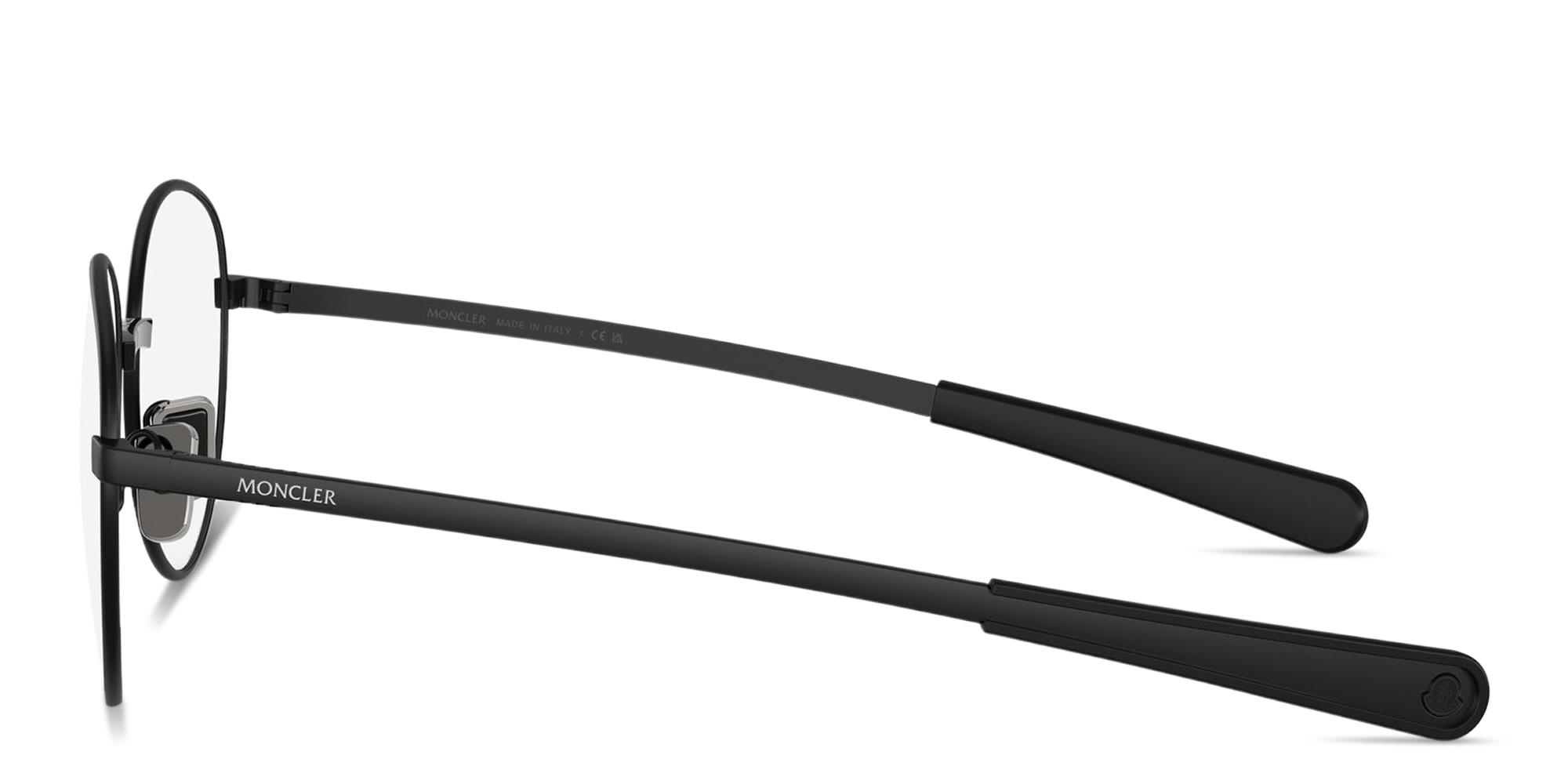 Shop Moncler Logo Signature Unisex Panthos Eyeglasses in Matte Black online.