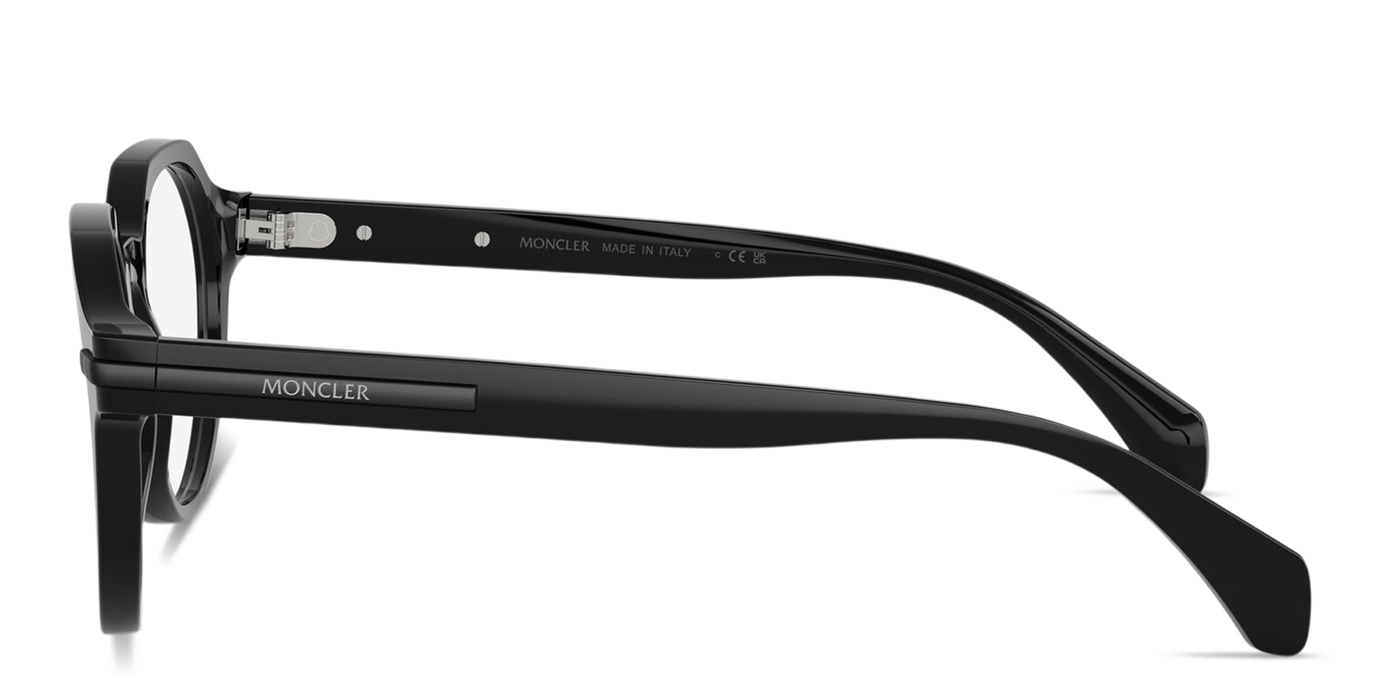 Shop Moncler Logo Signature Unisex Panthos Eyeglasses in Shiny Black online.