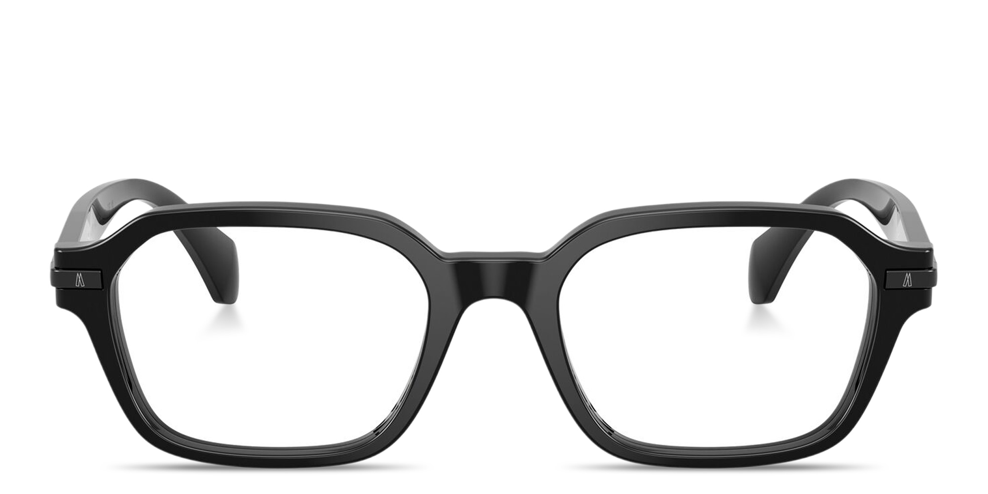 Shop Moncler Logo Signature Unisex Irregular Eyeglasses in Shiny Black online.