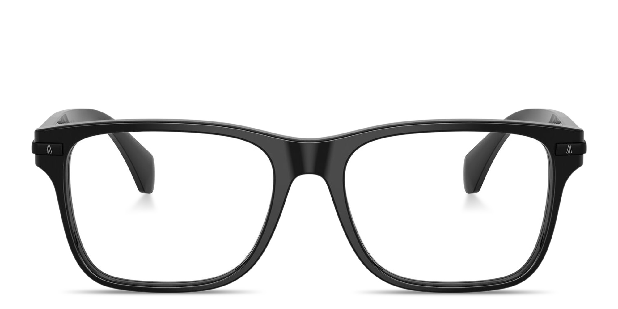 Shop Moncler Logo Signature Unisex Pillow Eyeglasses in Shiny Black online.