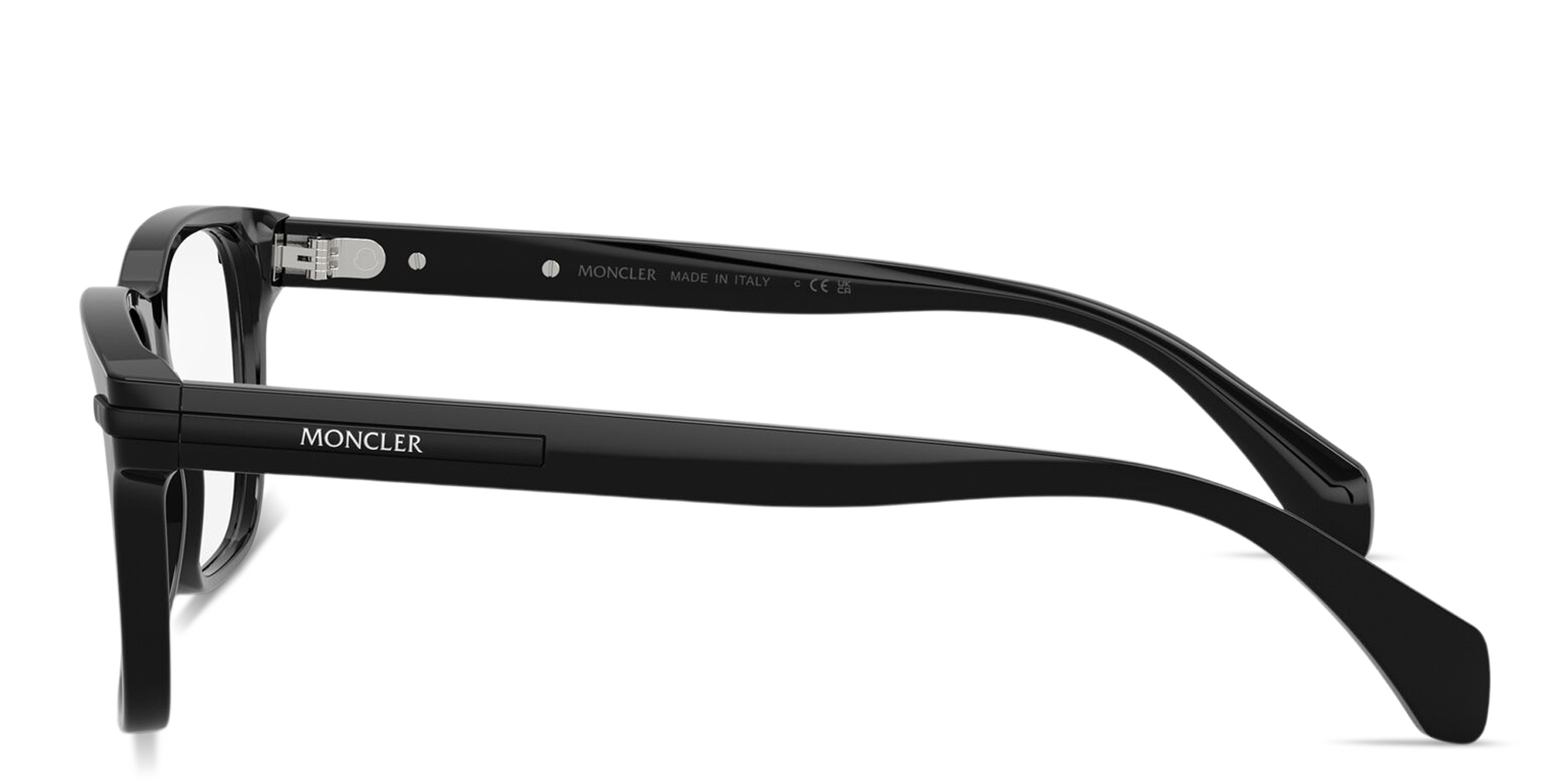 Shop Moncler Logo Signature Unisex Pillow Eyeglasses in Shiny Black online.