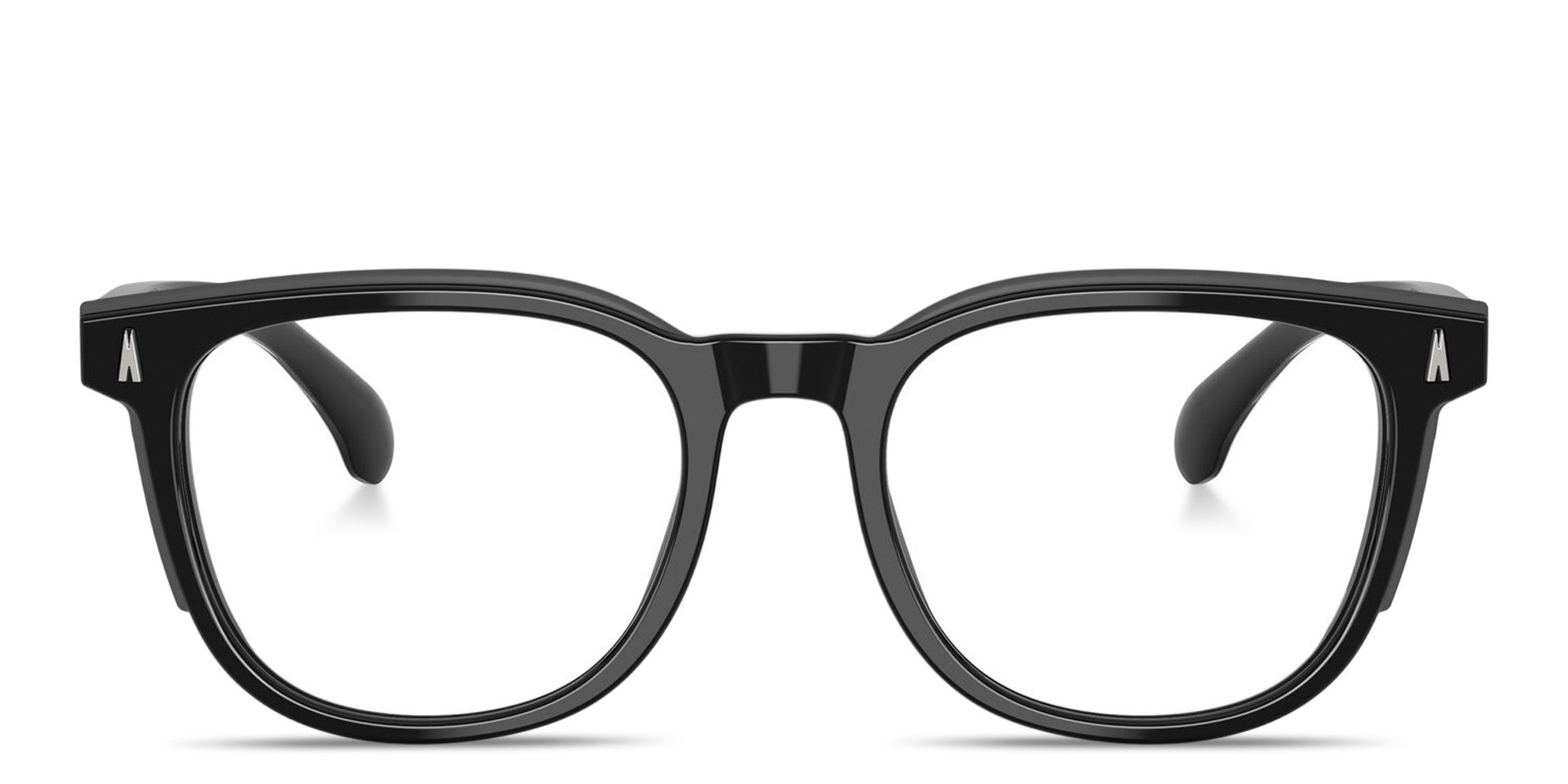 Shop Moncler Logo Signature Unisex Square Eyeglasses in Black online.