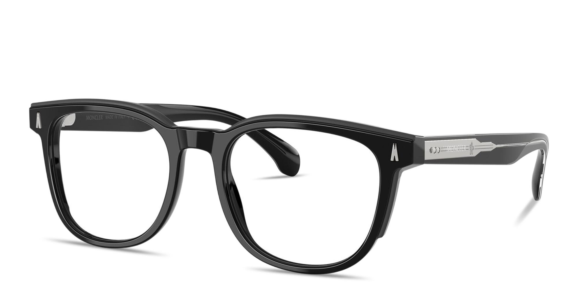 Shop Moncler Logo Signature Unisex Square Eyeglasses in Black online.