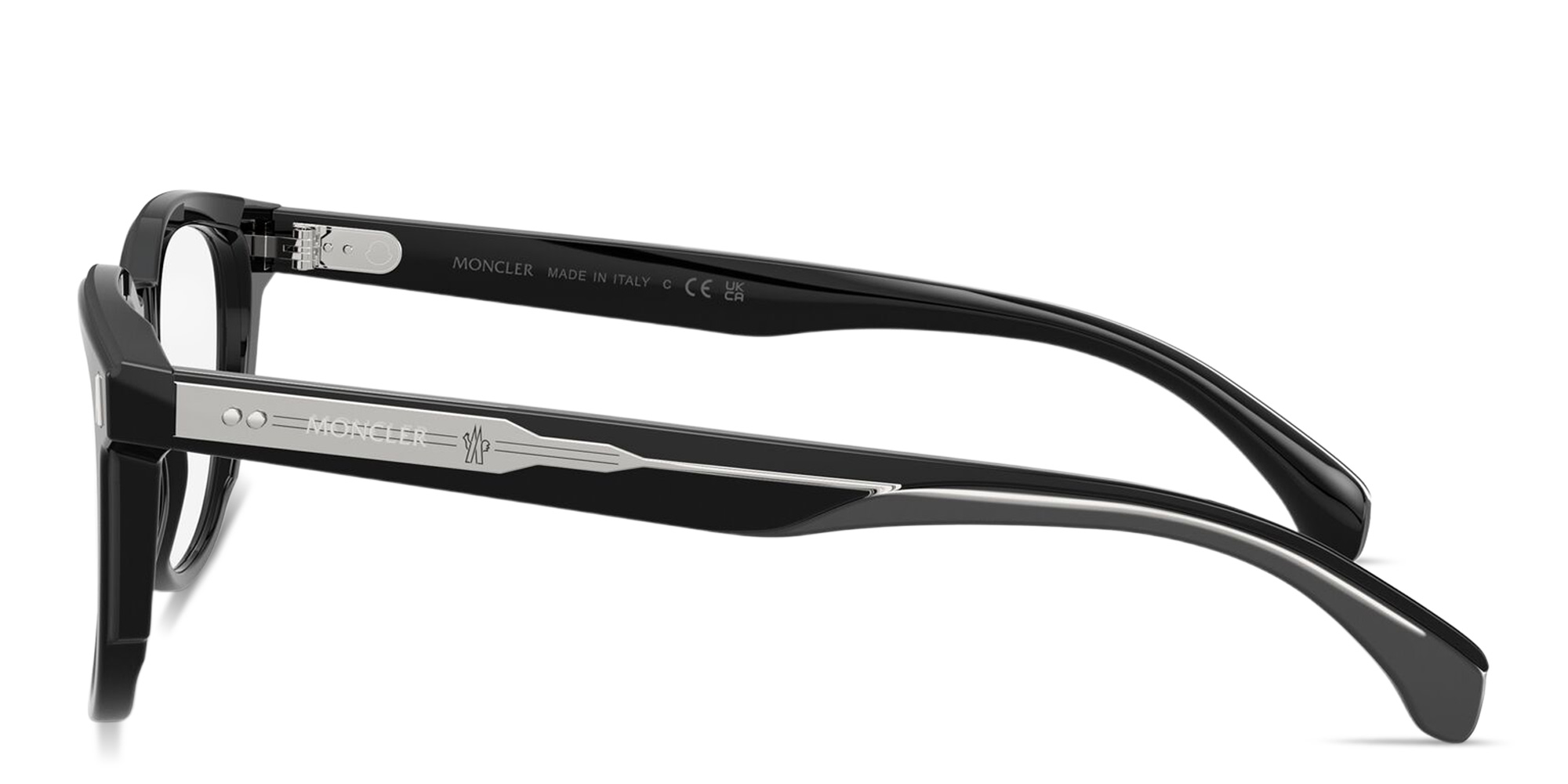 Shop Moncler Logo Signature Unisex Square Eyeglasses in Black online.