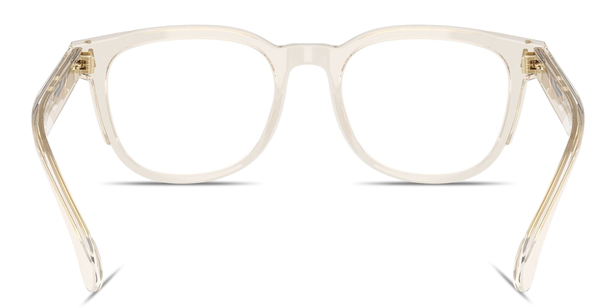 Shop Moncler Logo Signature Unisex Square Eyeglasses in Transparent Butter online.