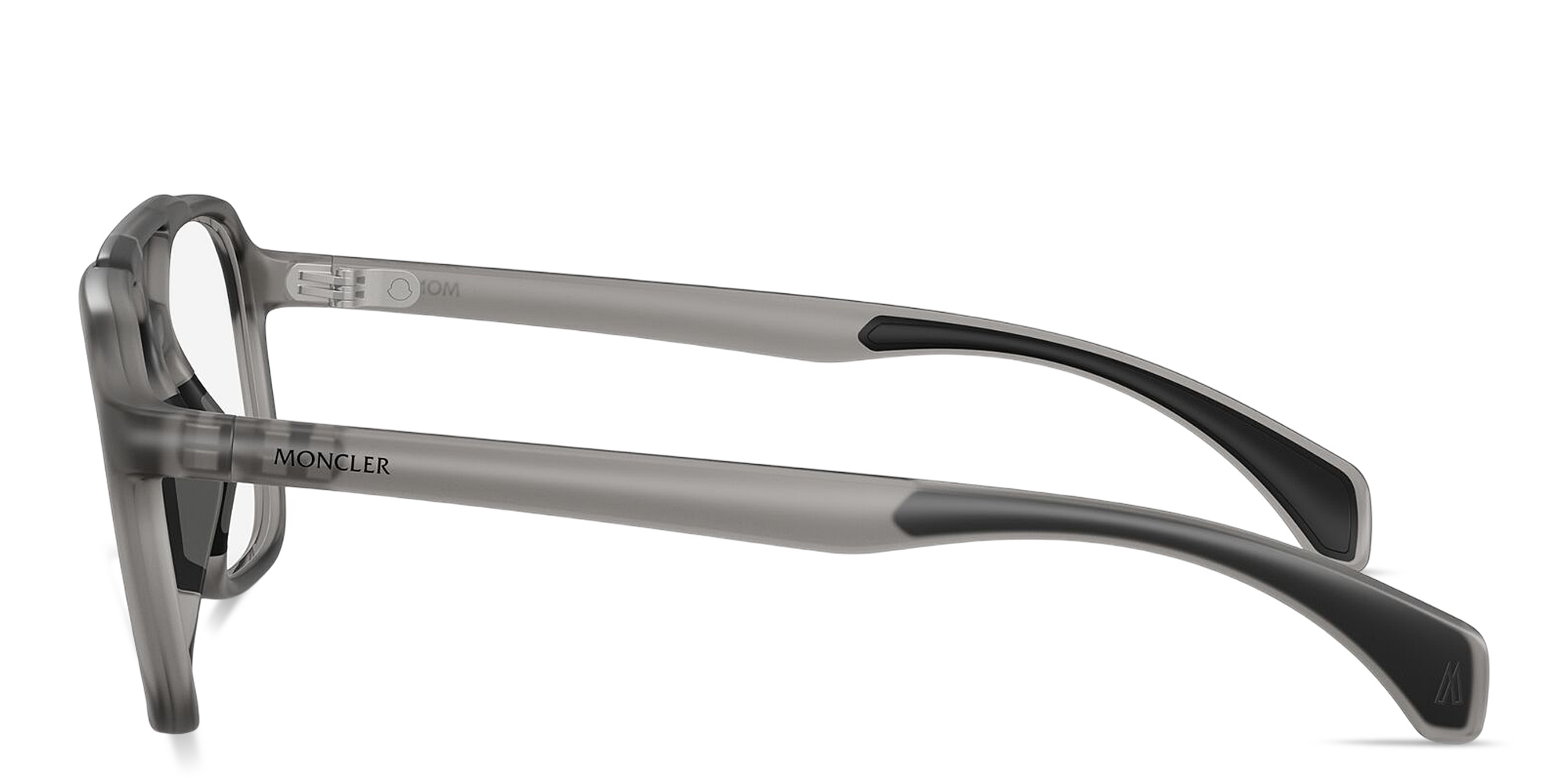 Shop Moncler Logo Signature Unisex Square Eyeglasses in Grey online.