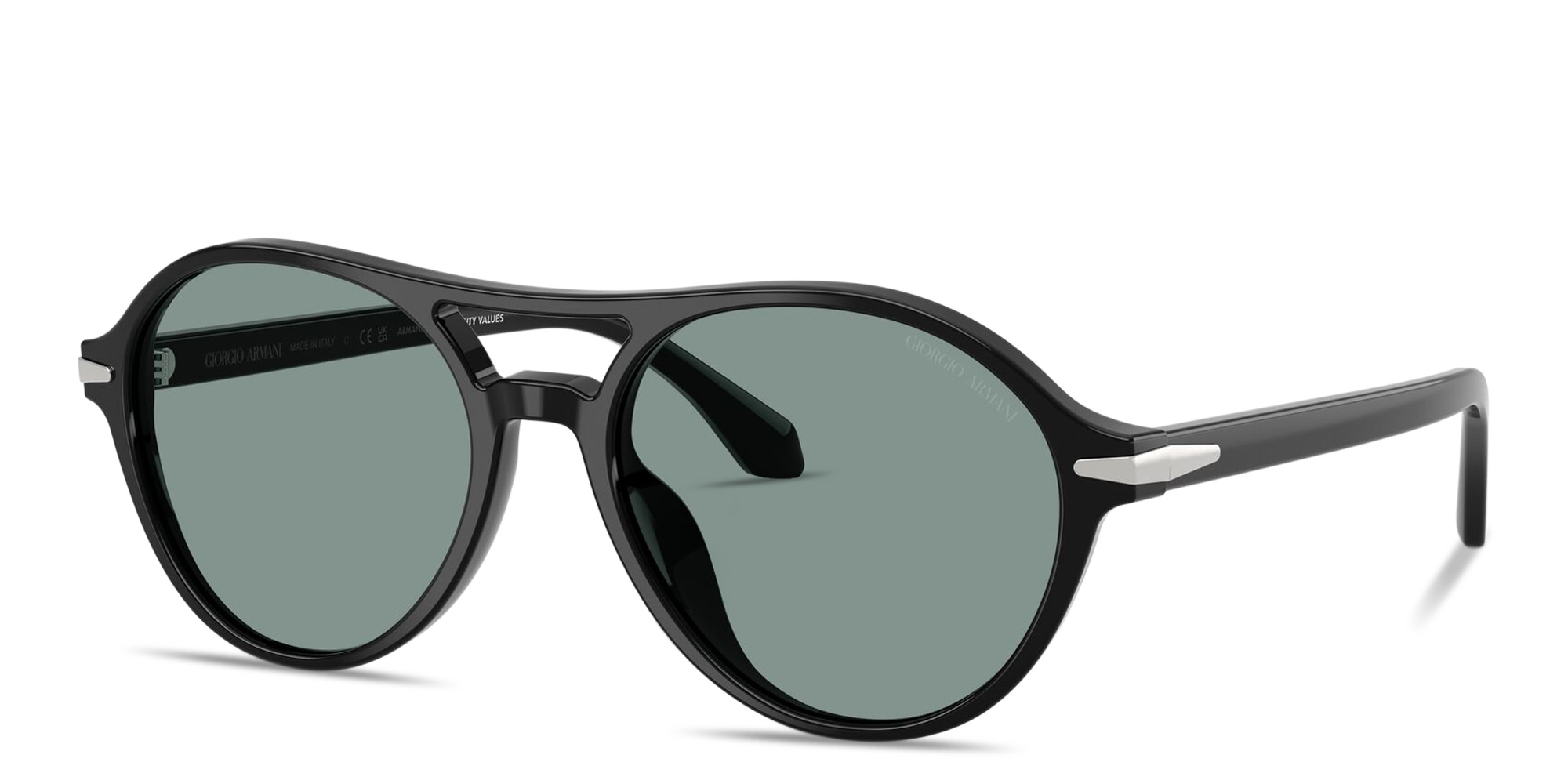 Shop GIORGIO ARMANI Round Sunglasses in Black online.