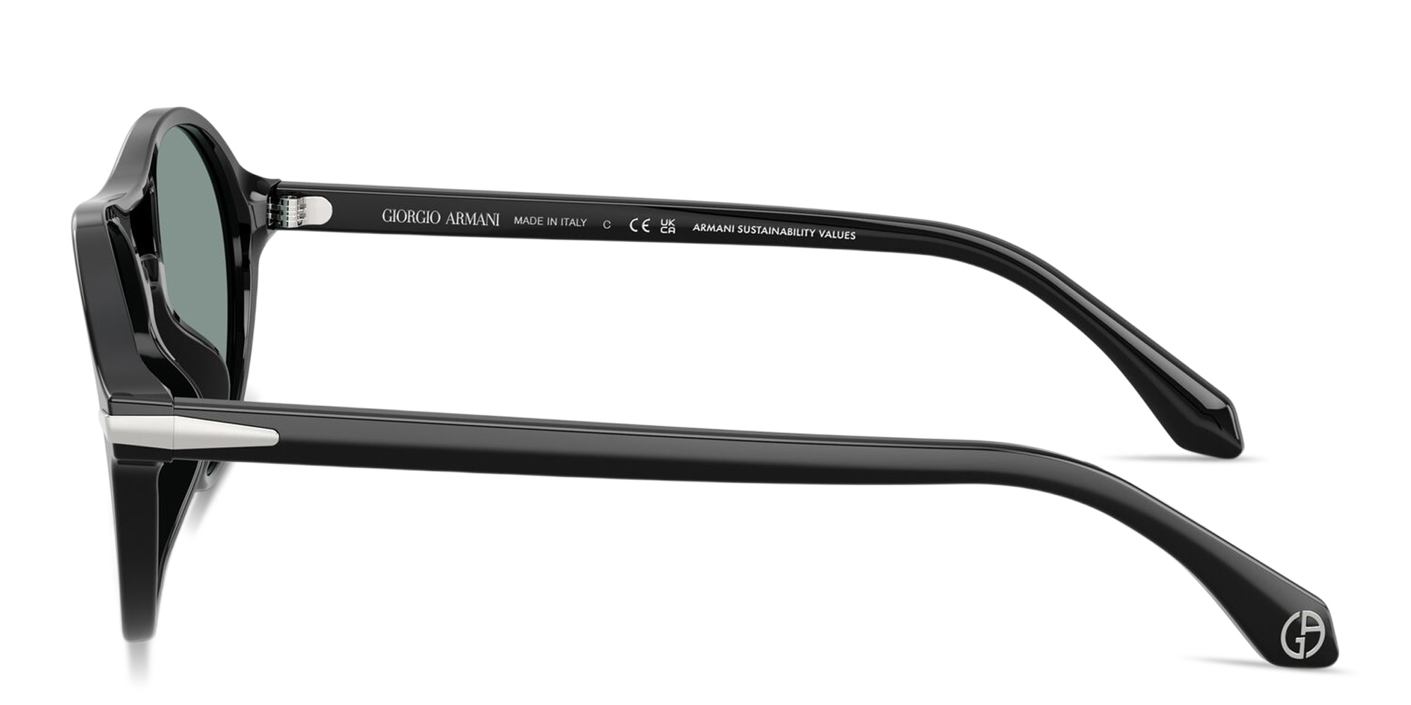 Shop GIORGIO ARMANI Round Sunglasses in Black online.