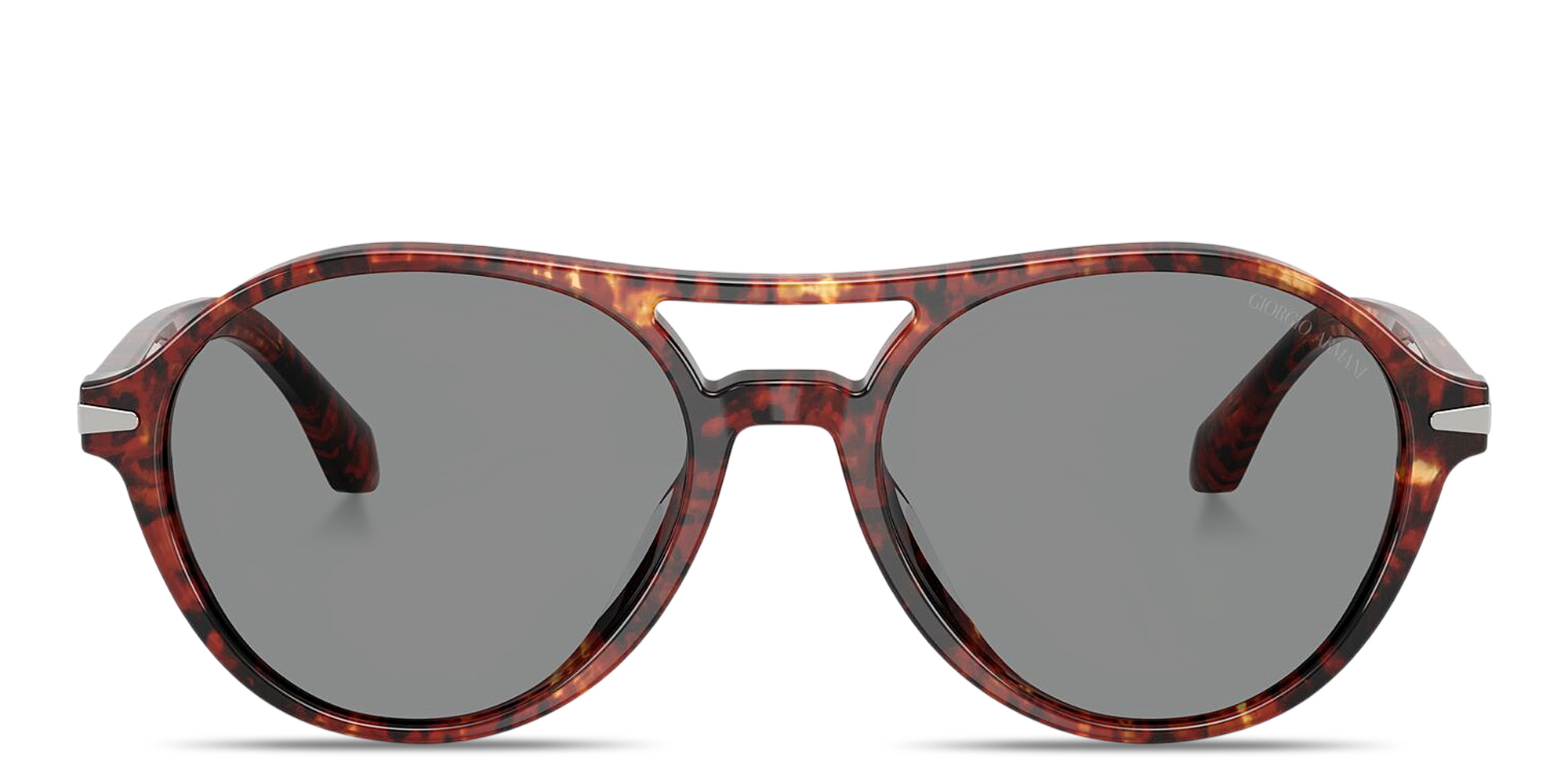 Shop GIORGIO ARMANI Logo Round Sunglasses in Red Havana online.