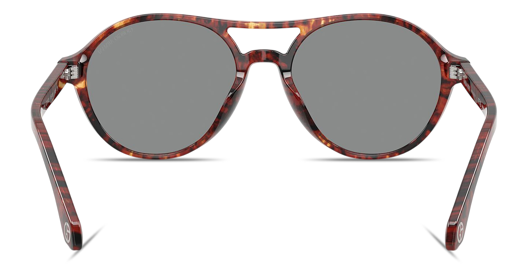 Shop GIORGIO ARMANI Logo Round Sunglasses in Red Havana online.