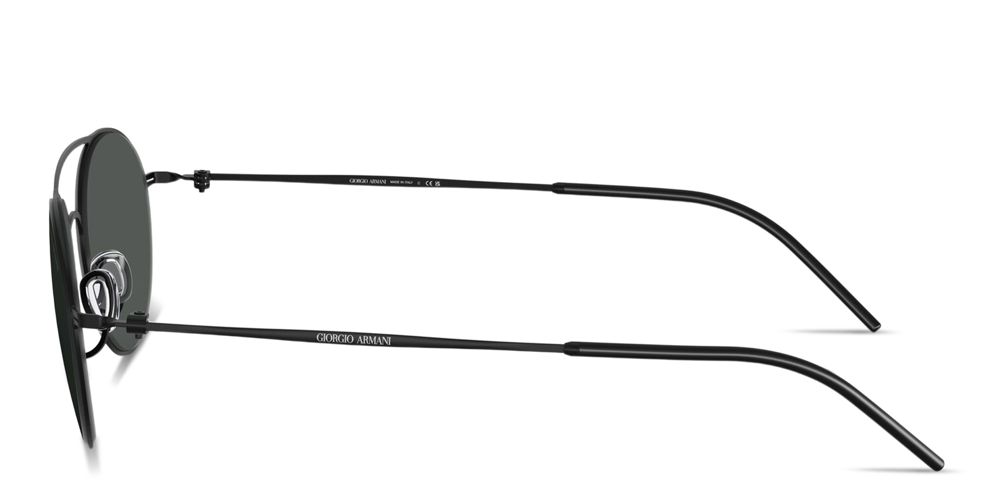 Shop GIORGIO ARMANI Engraved Logo Round Sunglasses in Black online.