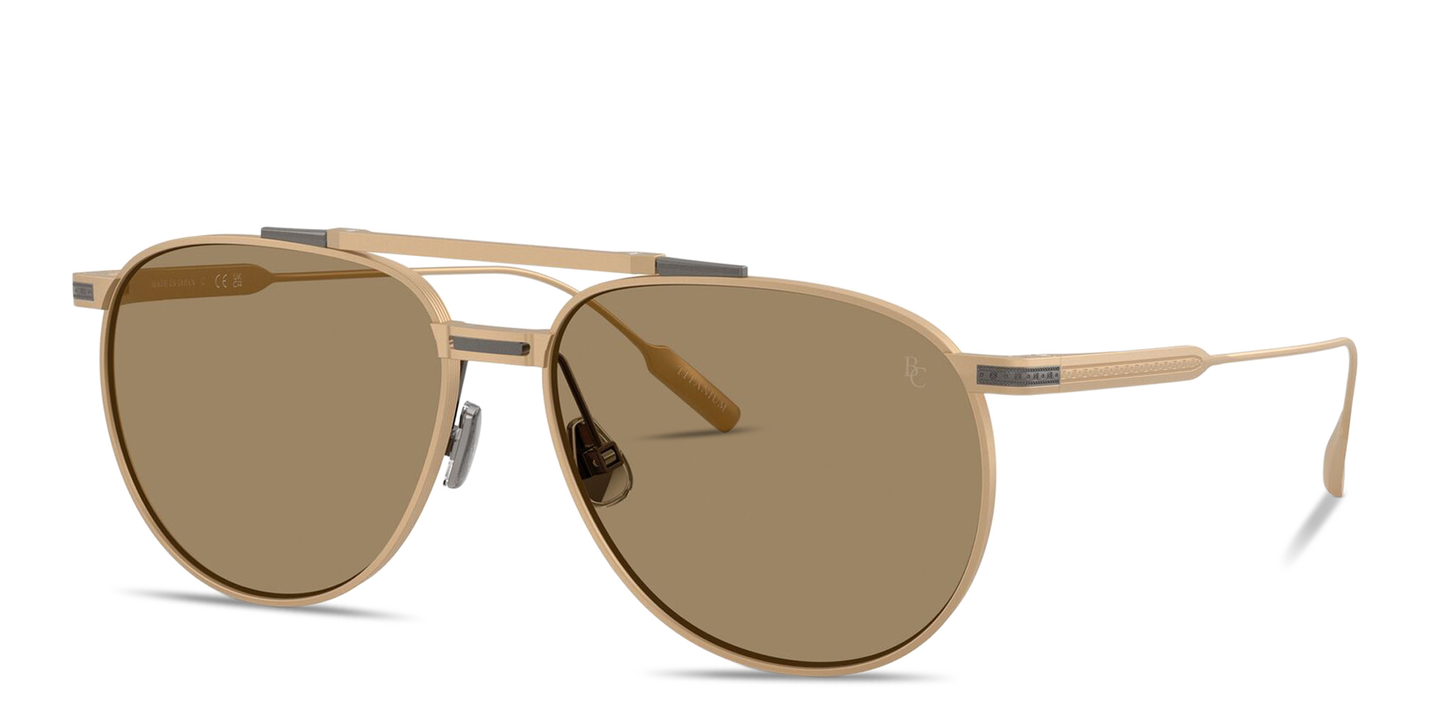 Shop BRUNELLO CUCINELLI Aviator Titanium Sunglasses in Oro Semiopaco online.
