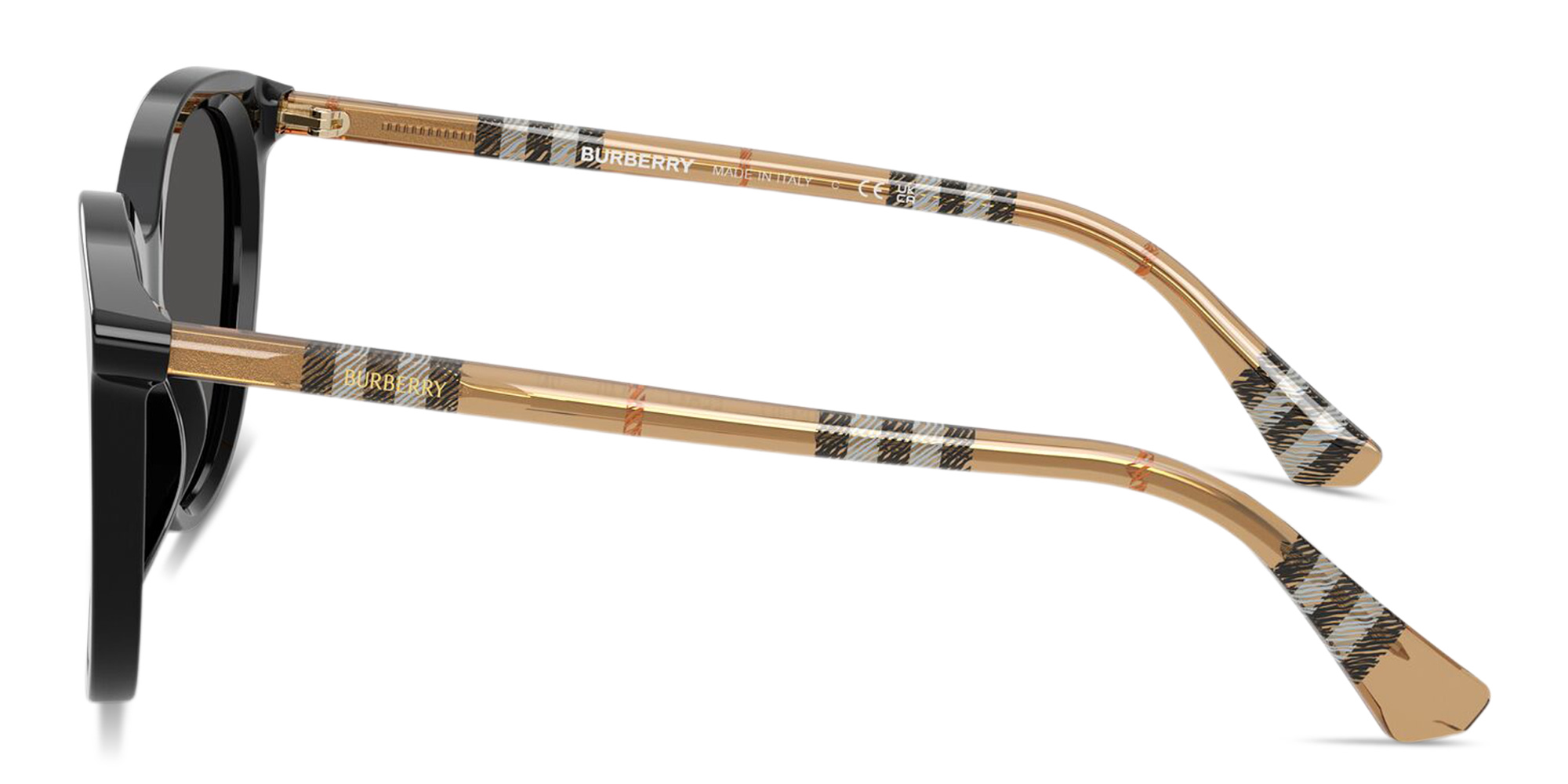 BURBERRY Vintage Check Panthos Sunglasses in Black – Product Photo 3