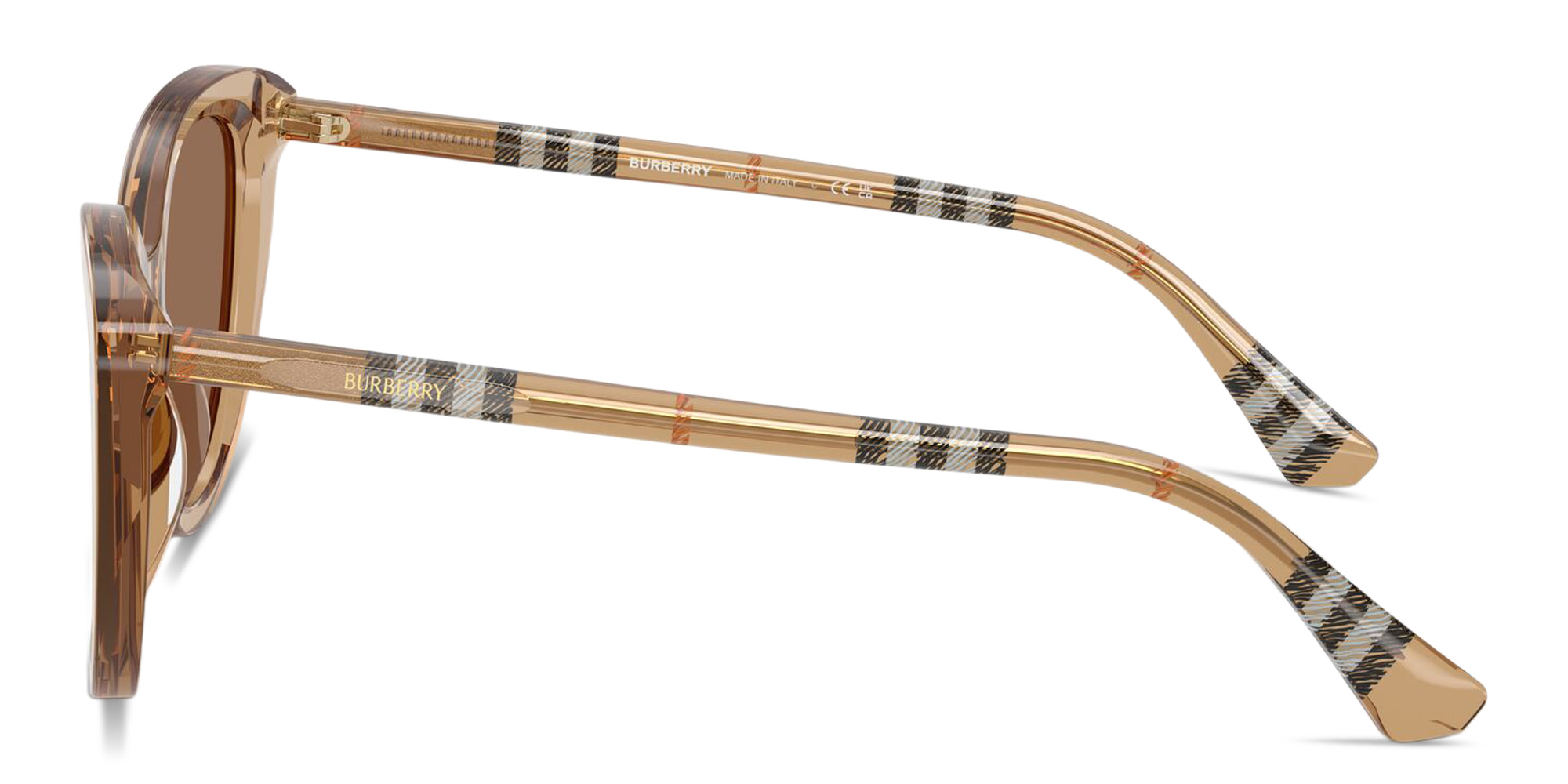 BURBERRY Vintage Check Cat-Eye Sunglasses in Transparent Brown – Product Photo 3