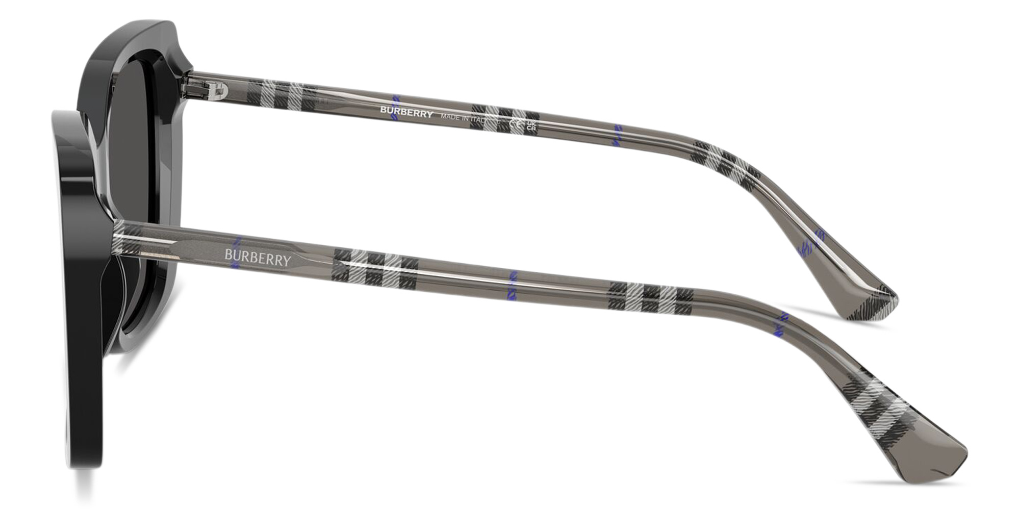 BURBERRY Vintage Check Oversized Square Sunglasses in Black – Product Photo 3