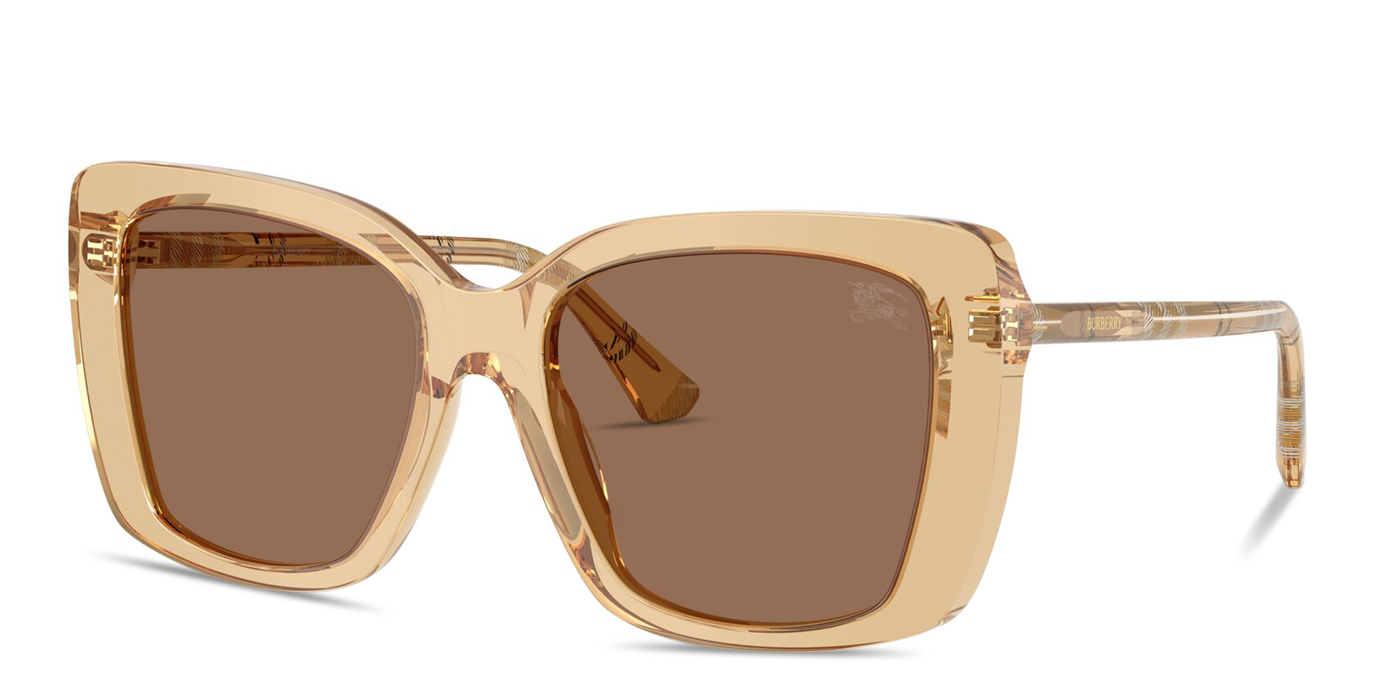 BURBERRY Vintage Check Oversized Square Sunglasses in Transparent Brown – Product Photo 2