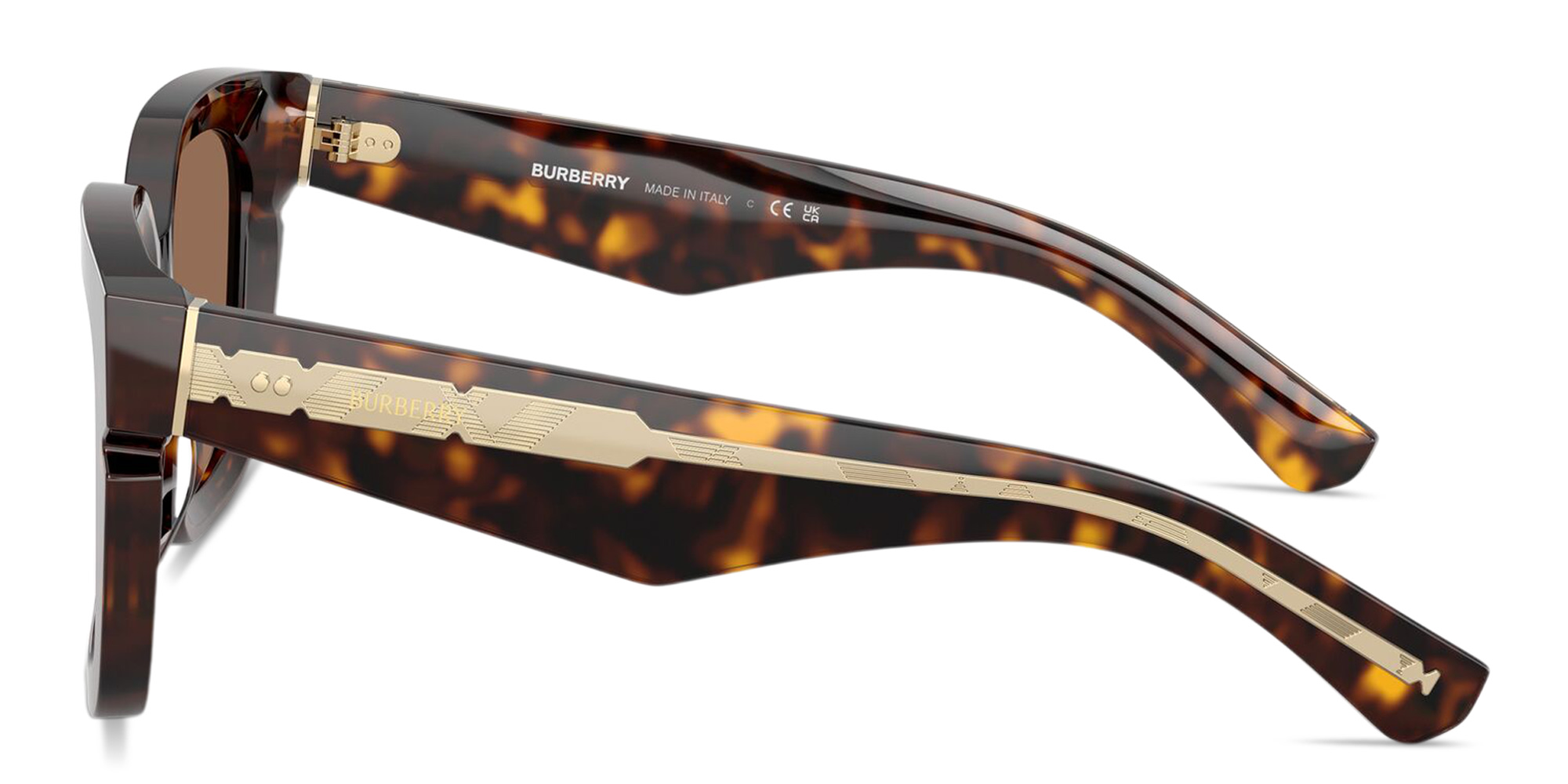 Shop BURBERRY Logo Signature Square Sunglasses in Havana online.