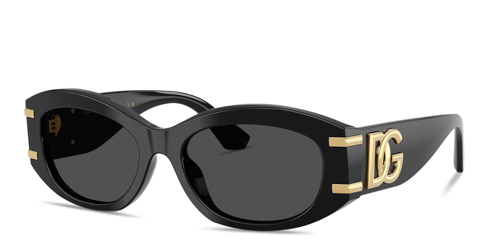 Shop Dolce & Gabbana DG Motif Oval Sunglasses in Black online.