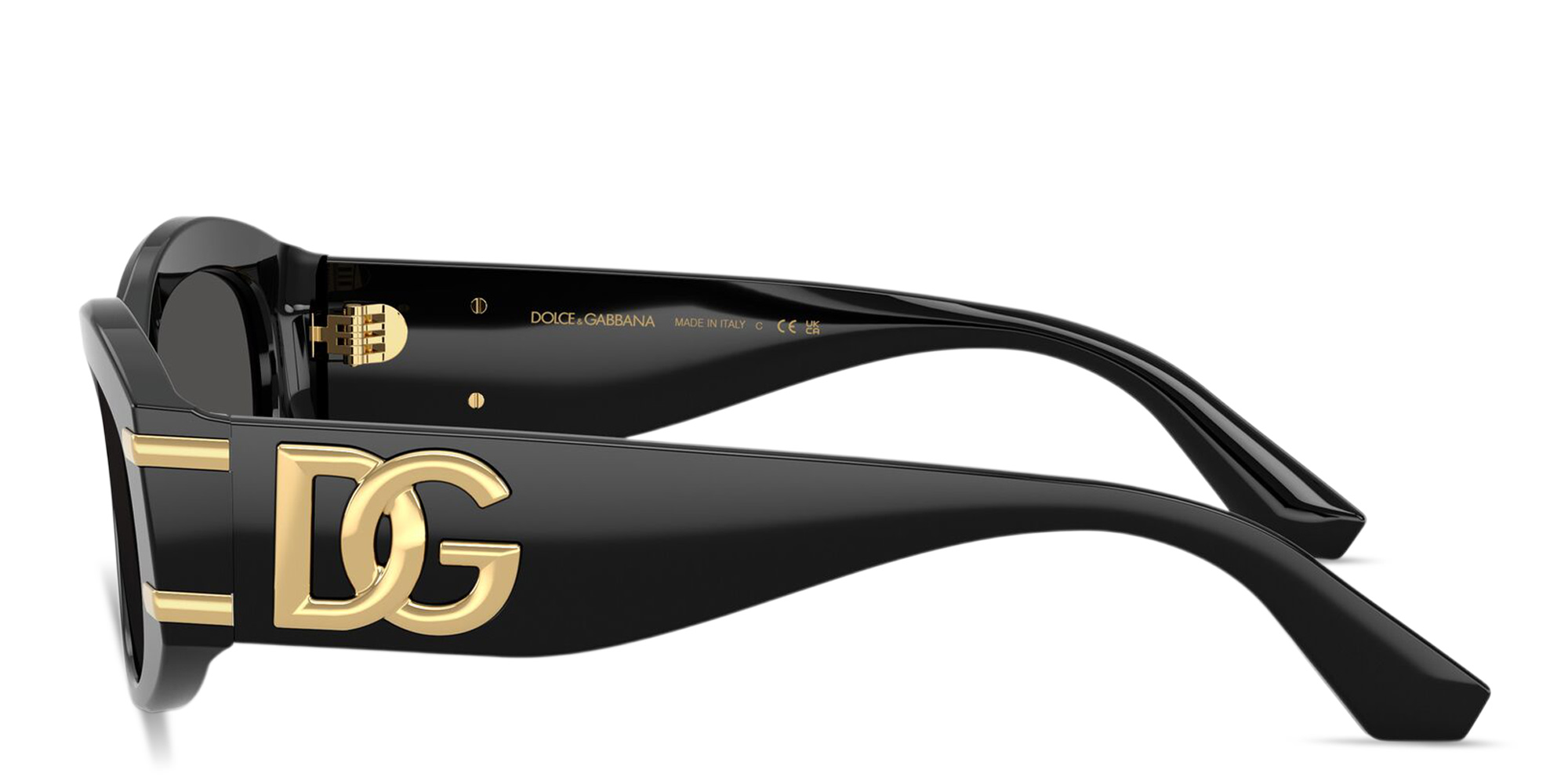 Shop Dolce & Gabbana DG Motif Oval Sunglasses in Black online.