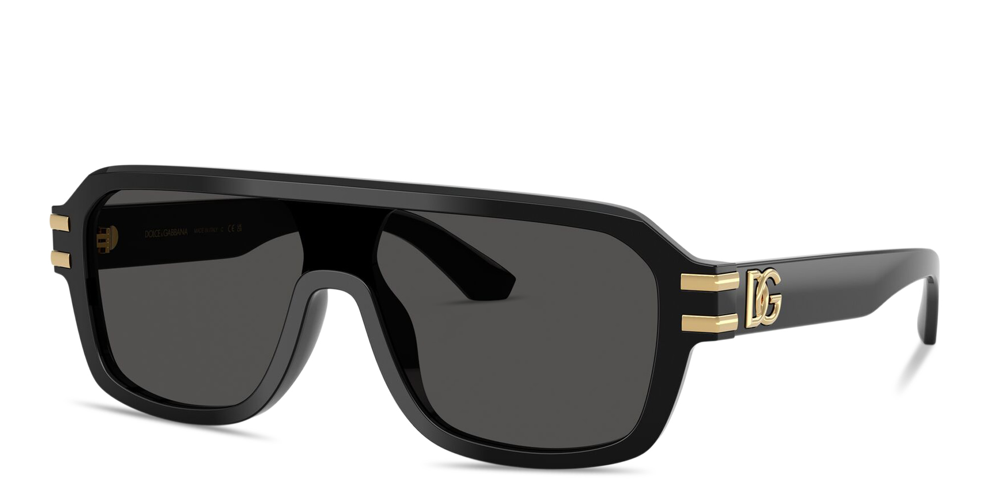 Shop Dolce & Gabbana DG Emblem Aviator Sunglasses in Black online.