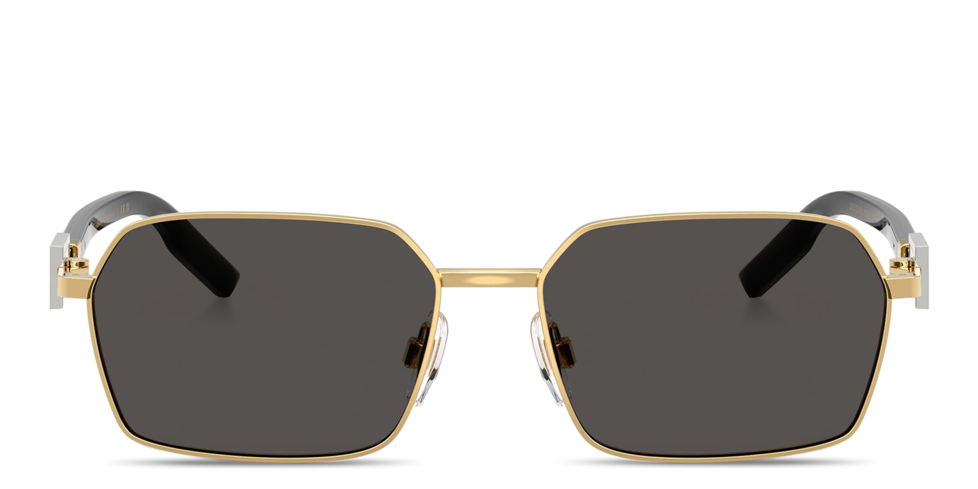 Shop Dolce & Gabbana Logo Signature Rectangle Sunglasses in Gold online.