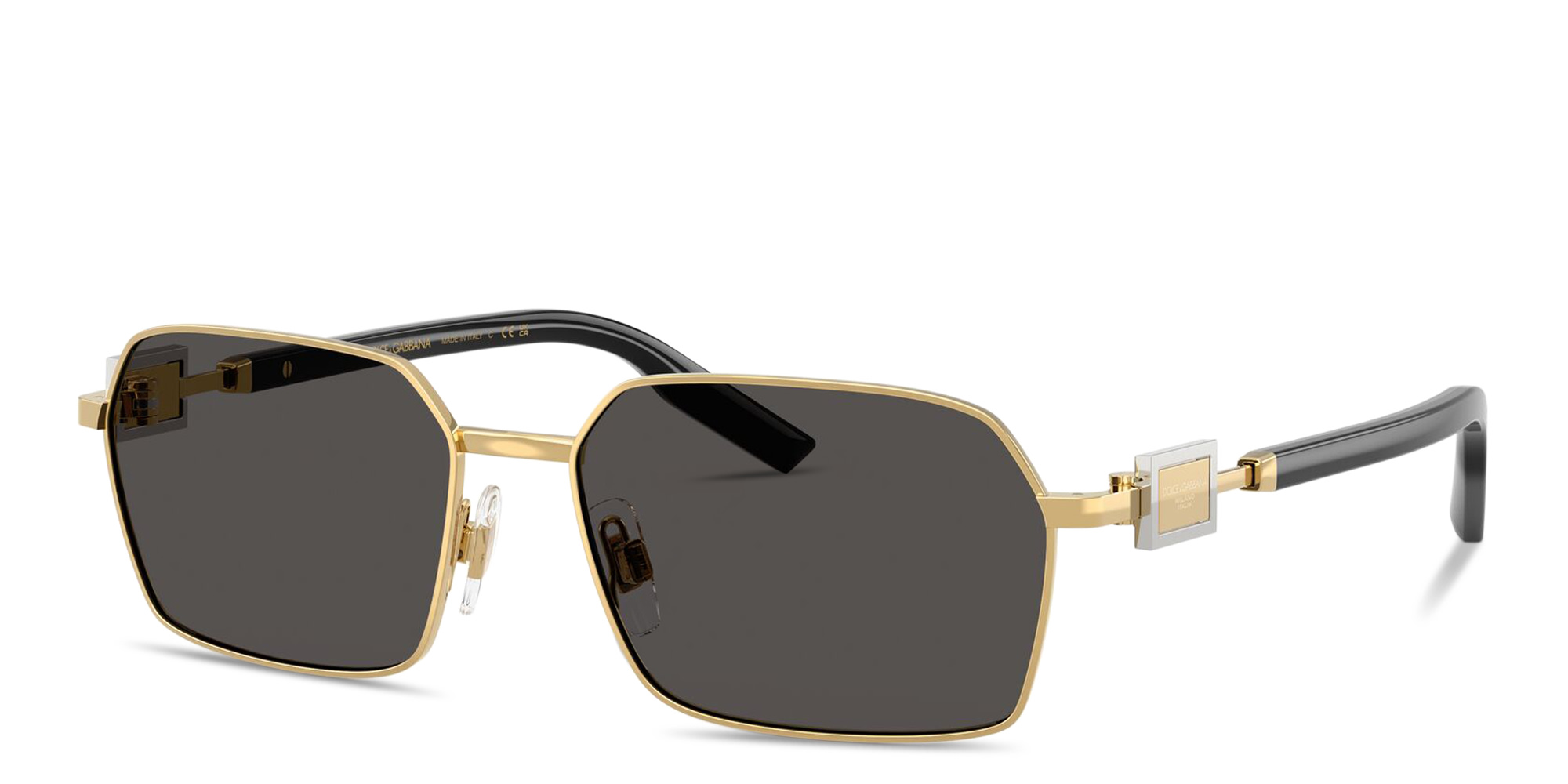 Shop Dolce & Gabbana Logo Signature Rectangle Sunglasses in Gold online.