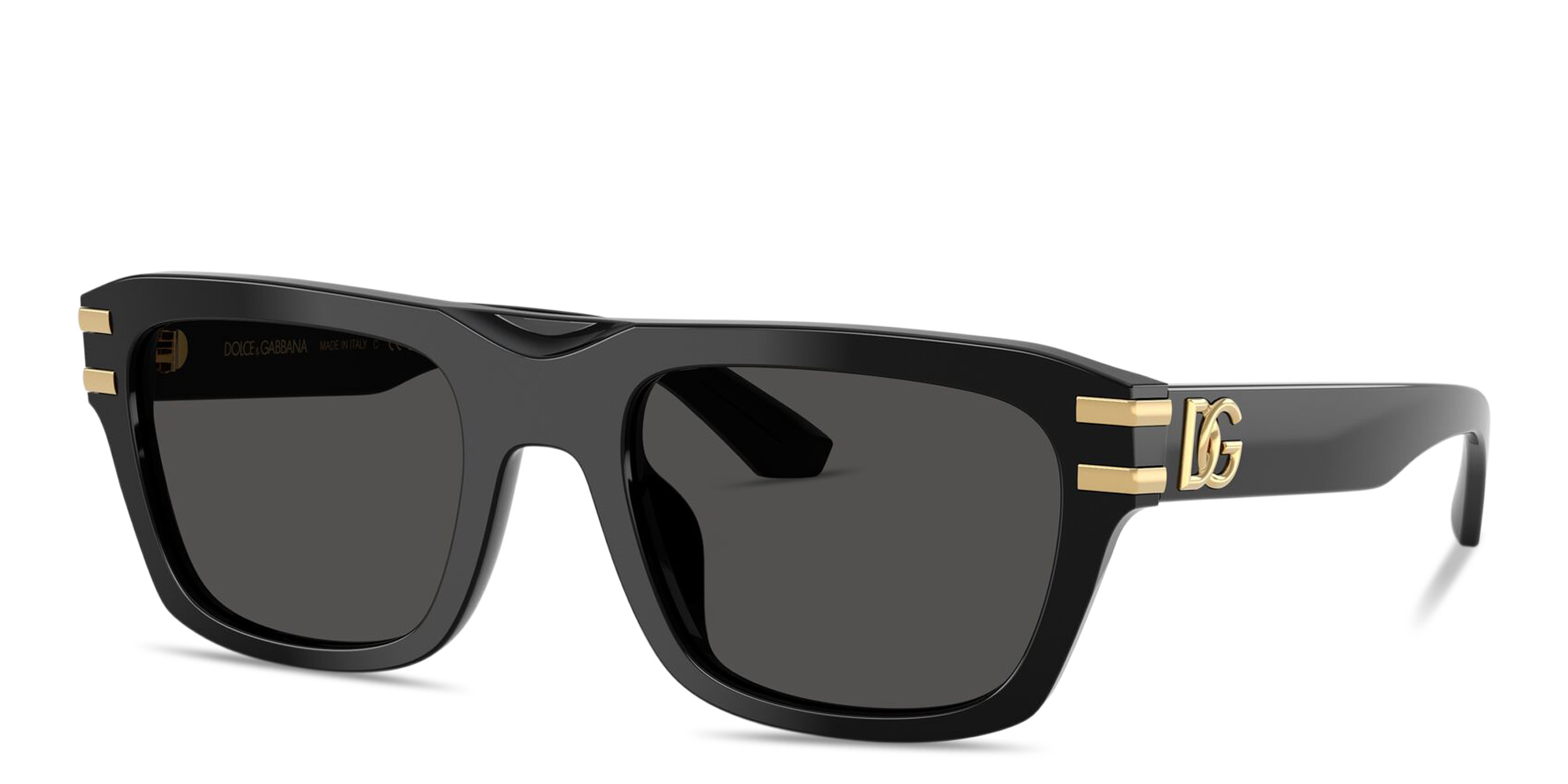 Shop Dolce & Gabbana DG Motif Rectangle Sunglasses in Black online.
