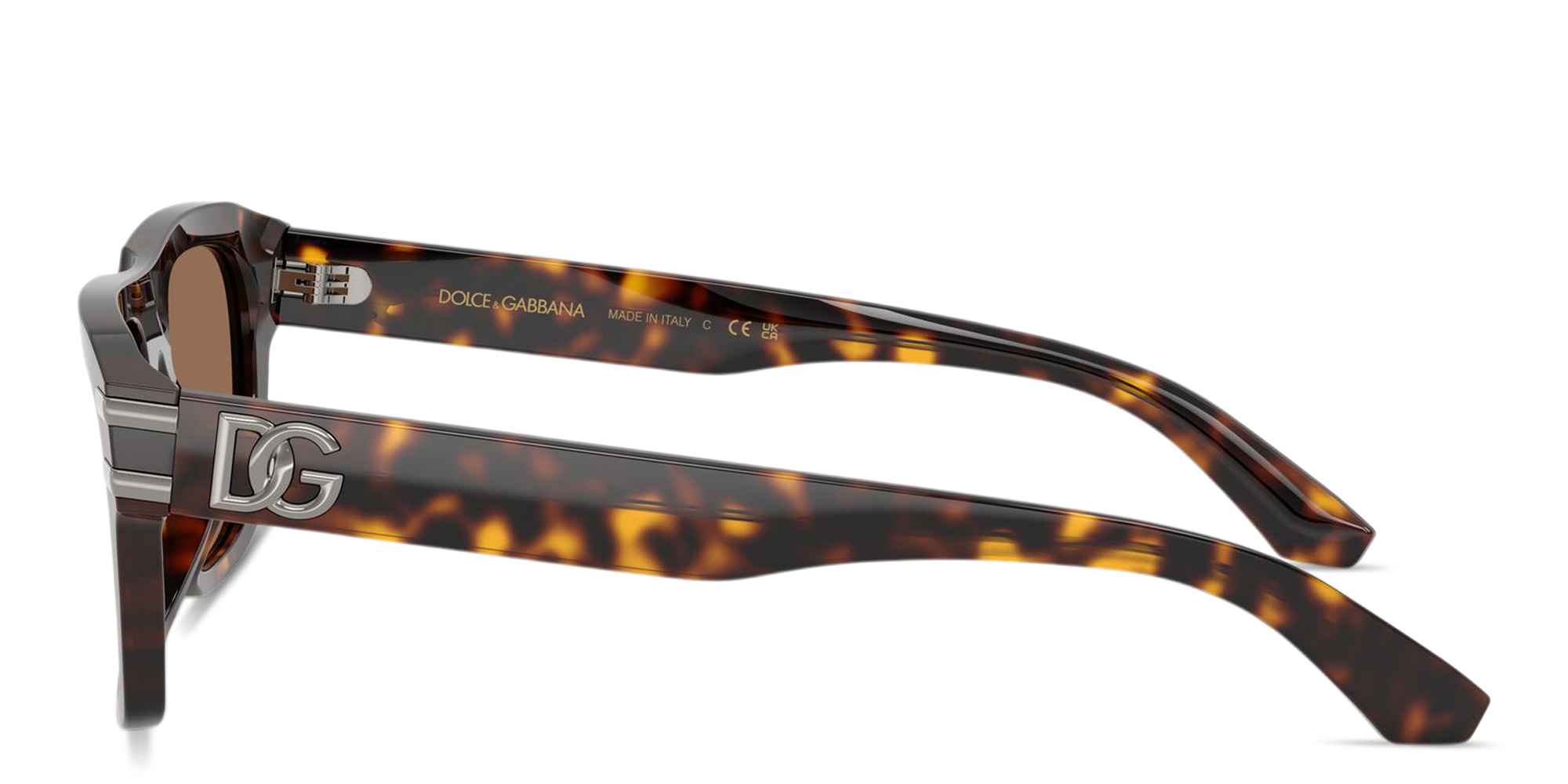 Shop Dolce & Gabbana DG Motif Rectangle Sunglasses in Havana online.