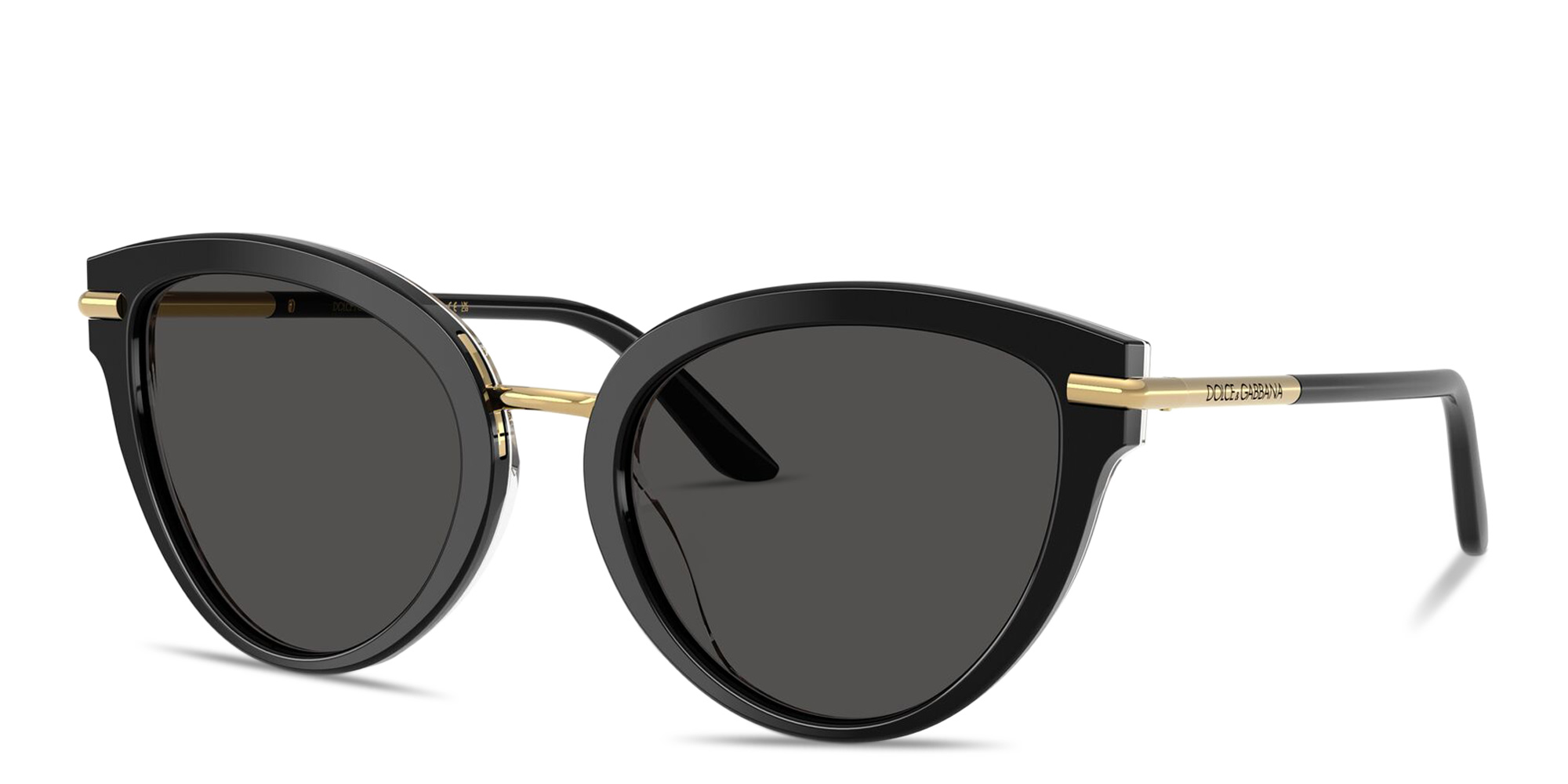 Shop Dolce & Gabbana Engraved Logo Cat-Eye Sunglasses in Black online.