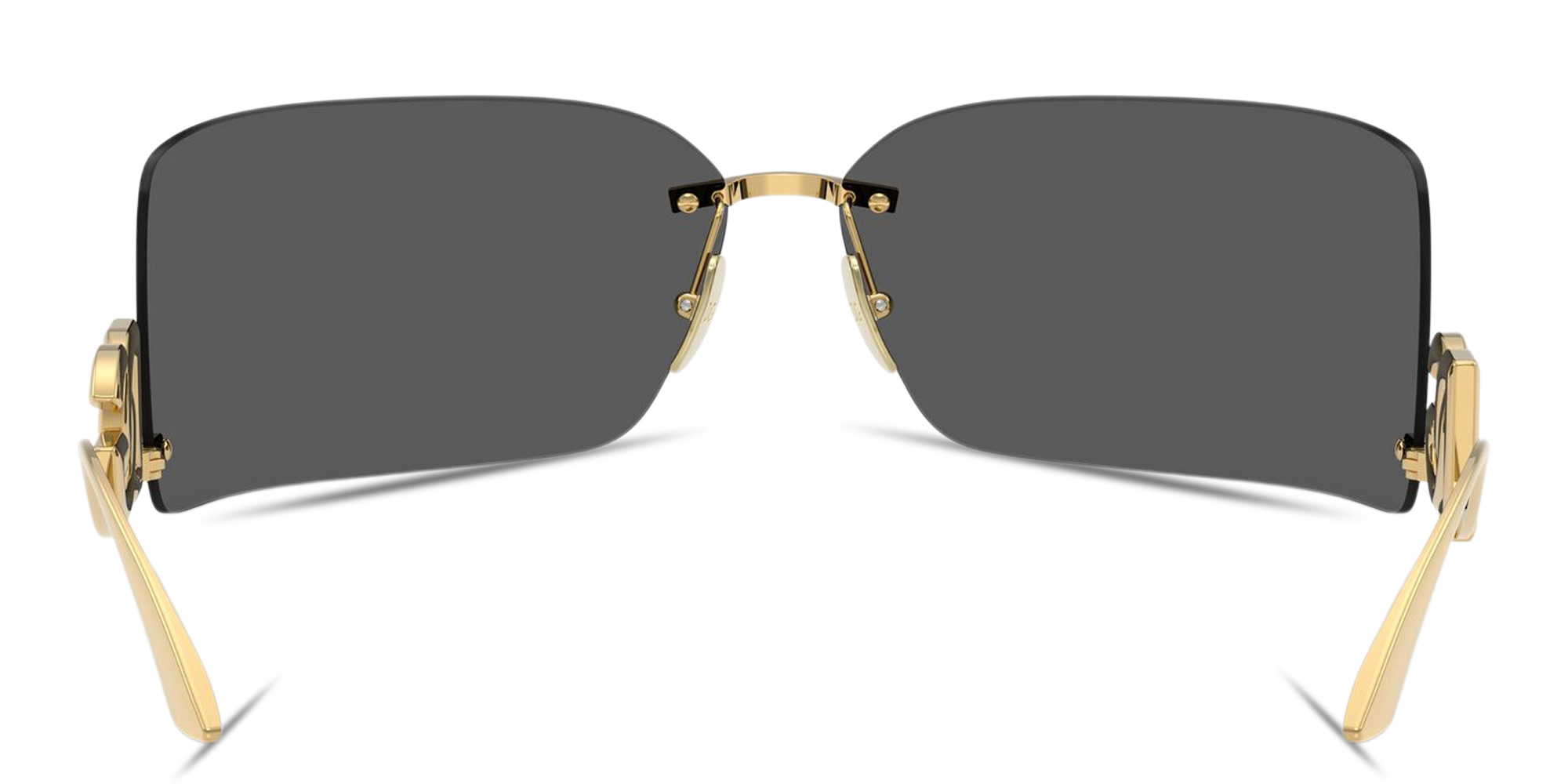 Shop Dolce & Gabbana DG Motif Wide Rimless Rectangle Sunglasses in Gold online.