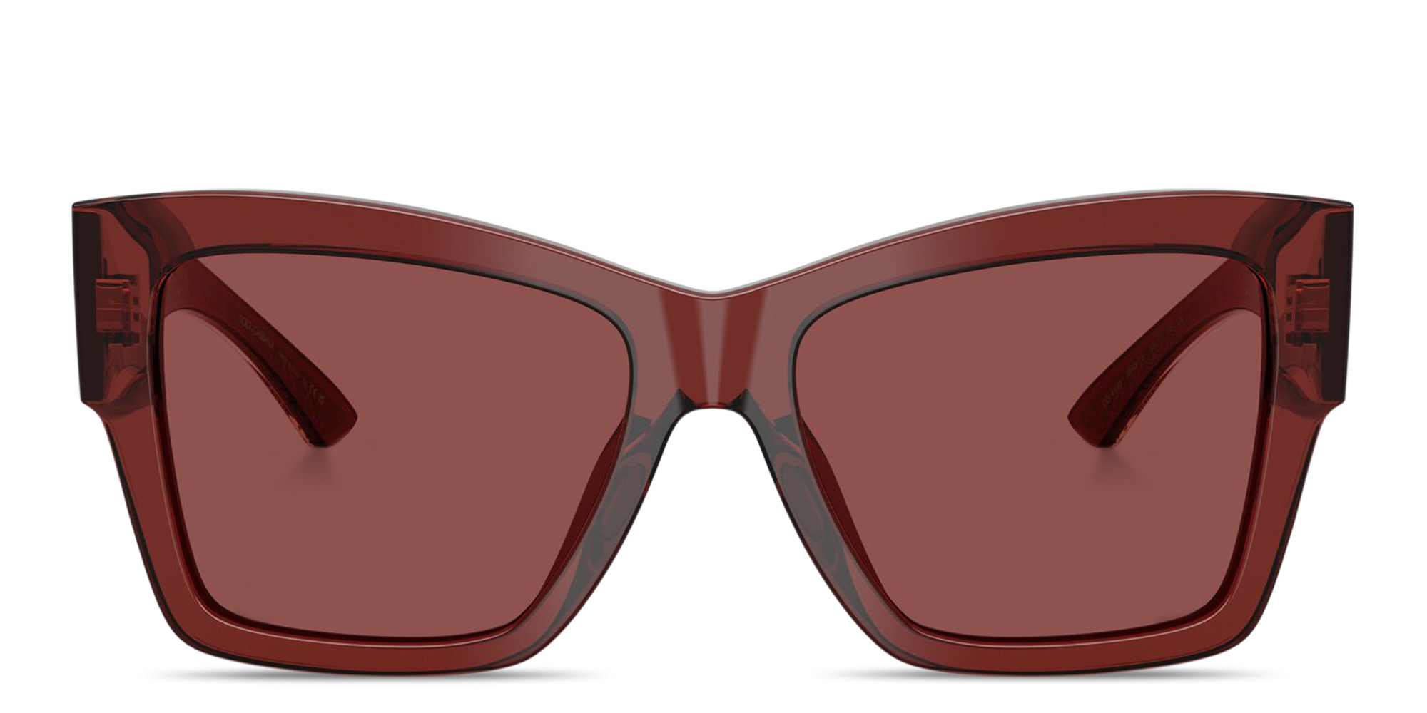 Shop Dolce & Gabbana Logo Print Square Sunglasses in Transparent Bordeaux online.
