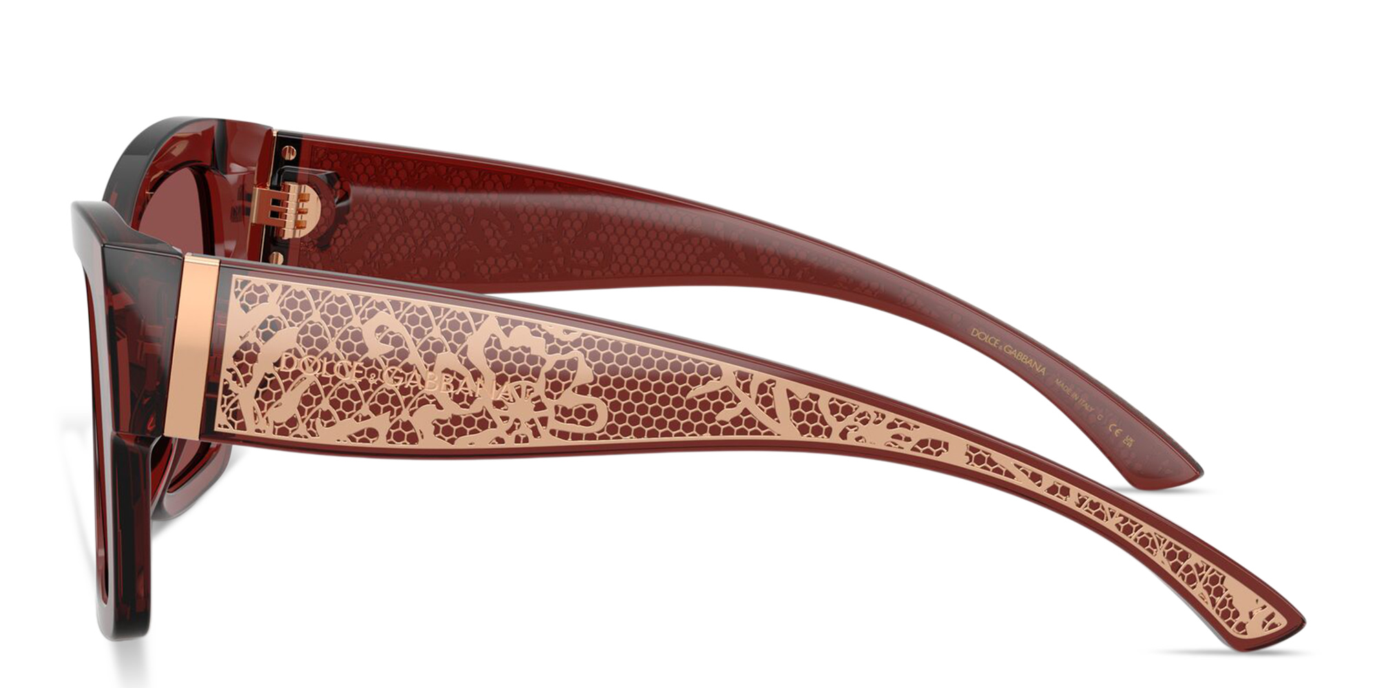 Shop Dolce & Gabbana Logo Print Square Sunglasses in Transparent Bordeaux online.
