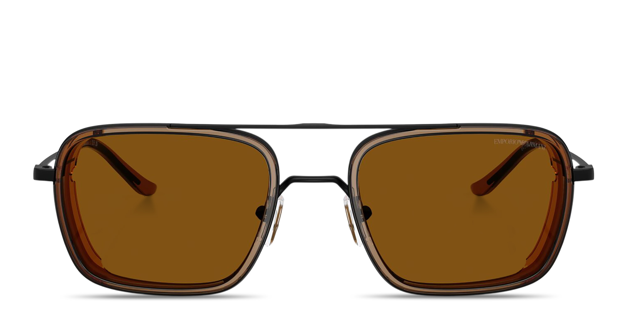 Shop Emporio Armani Eagle Logo Square Sunglasses in Black online.