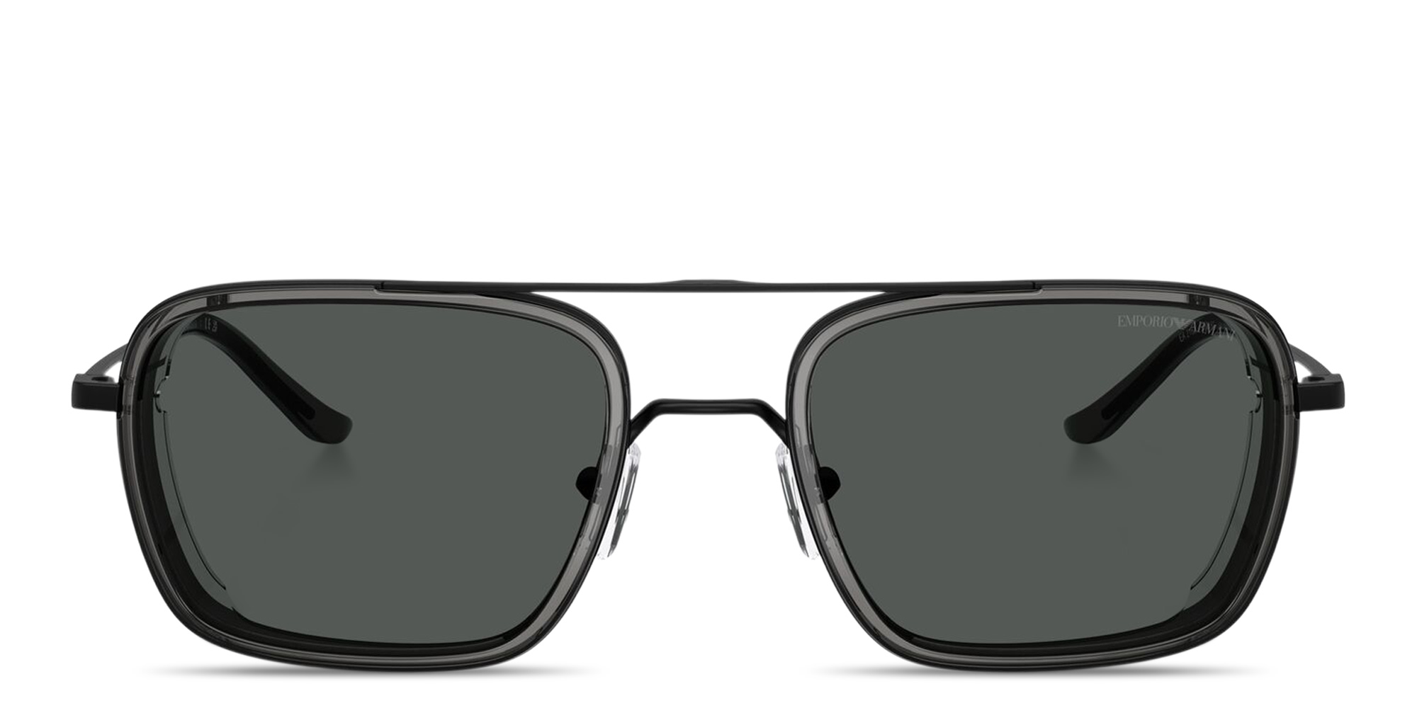 Shop Emporio Armani Eagle Logo Square Sunglasses in Black online.