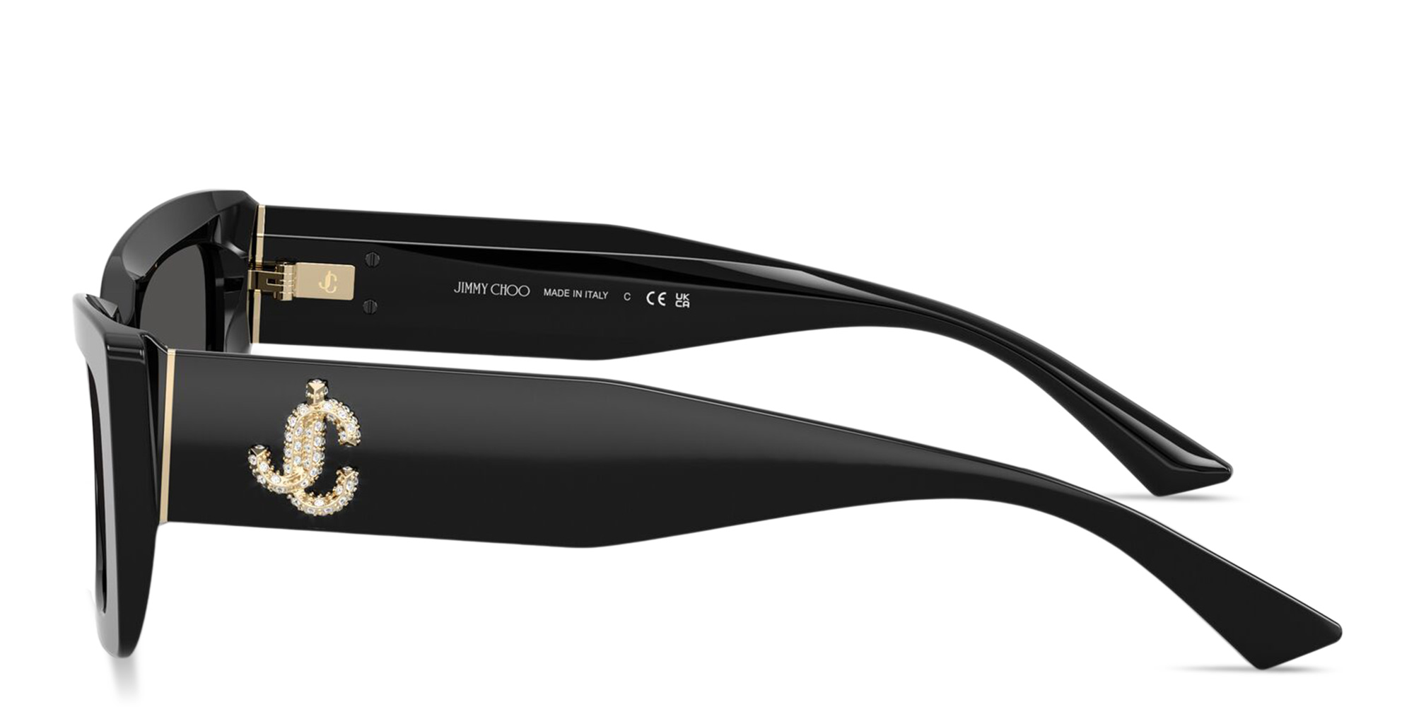 Shop JIMMY CHOO JC Motif Cat-Eye Sunglasses in Black online.