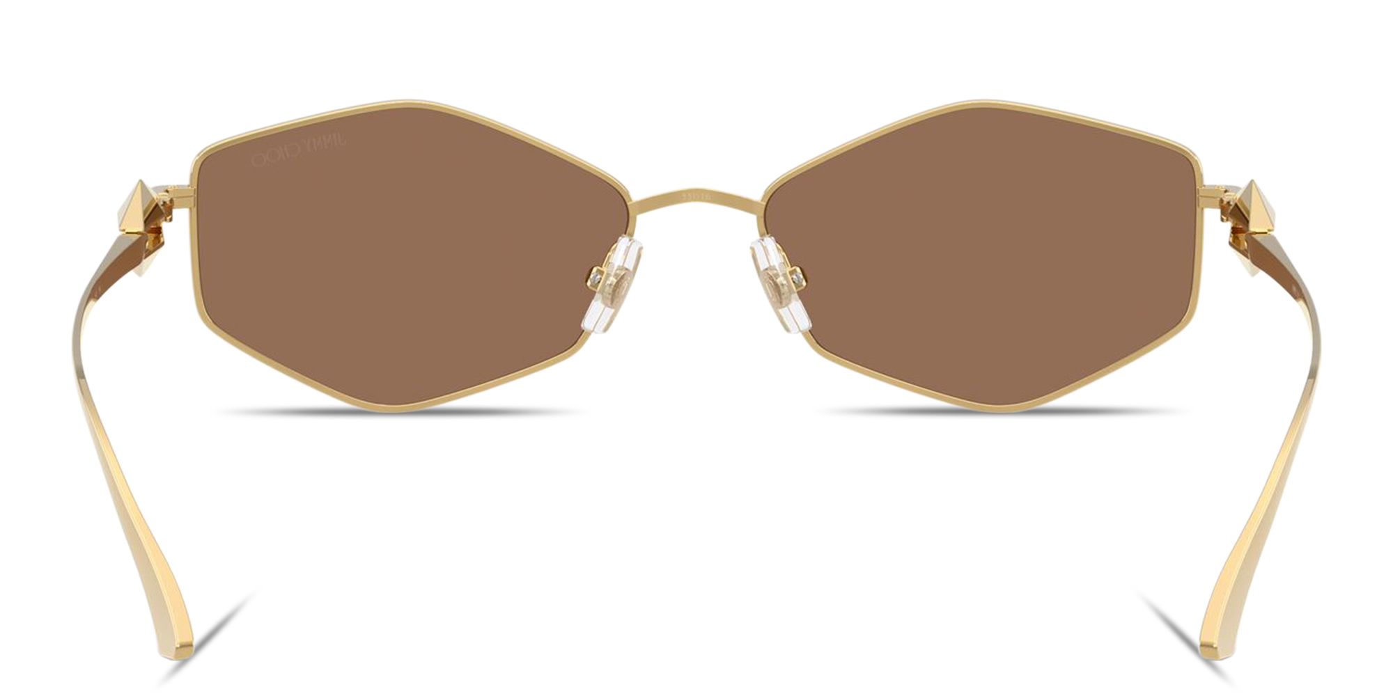Shop JIMMY CHOO Engraved Logo Oval Sunglasses in Gold online.