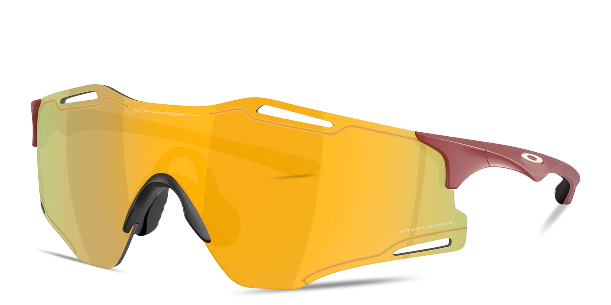 Shop Oakley Cybr Zero Unisex Rimless Rectangle Sunglasses in Red online.
