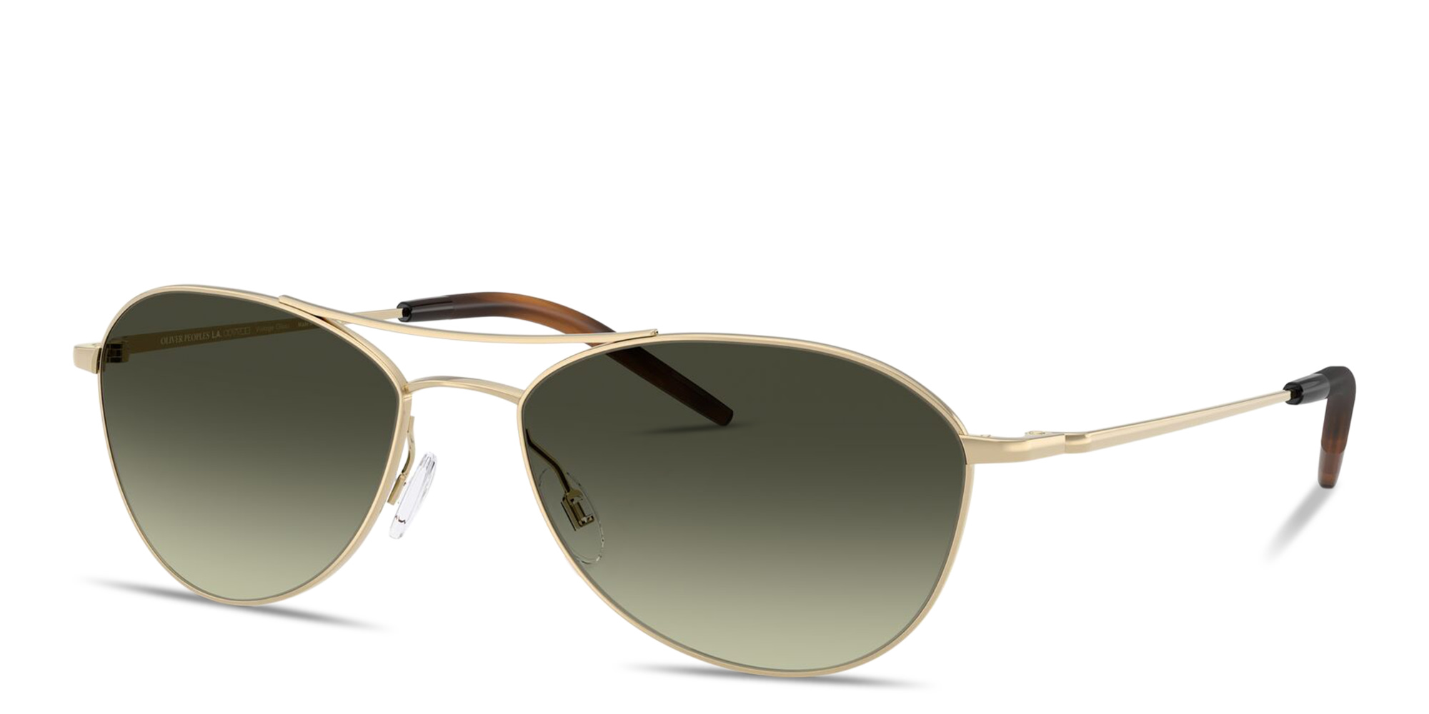 Shop OLIVER PEOPLES Aero II Unisex Pilot Sunglasses in Gold online.