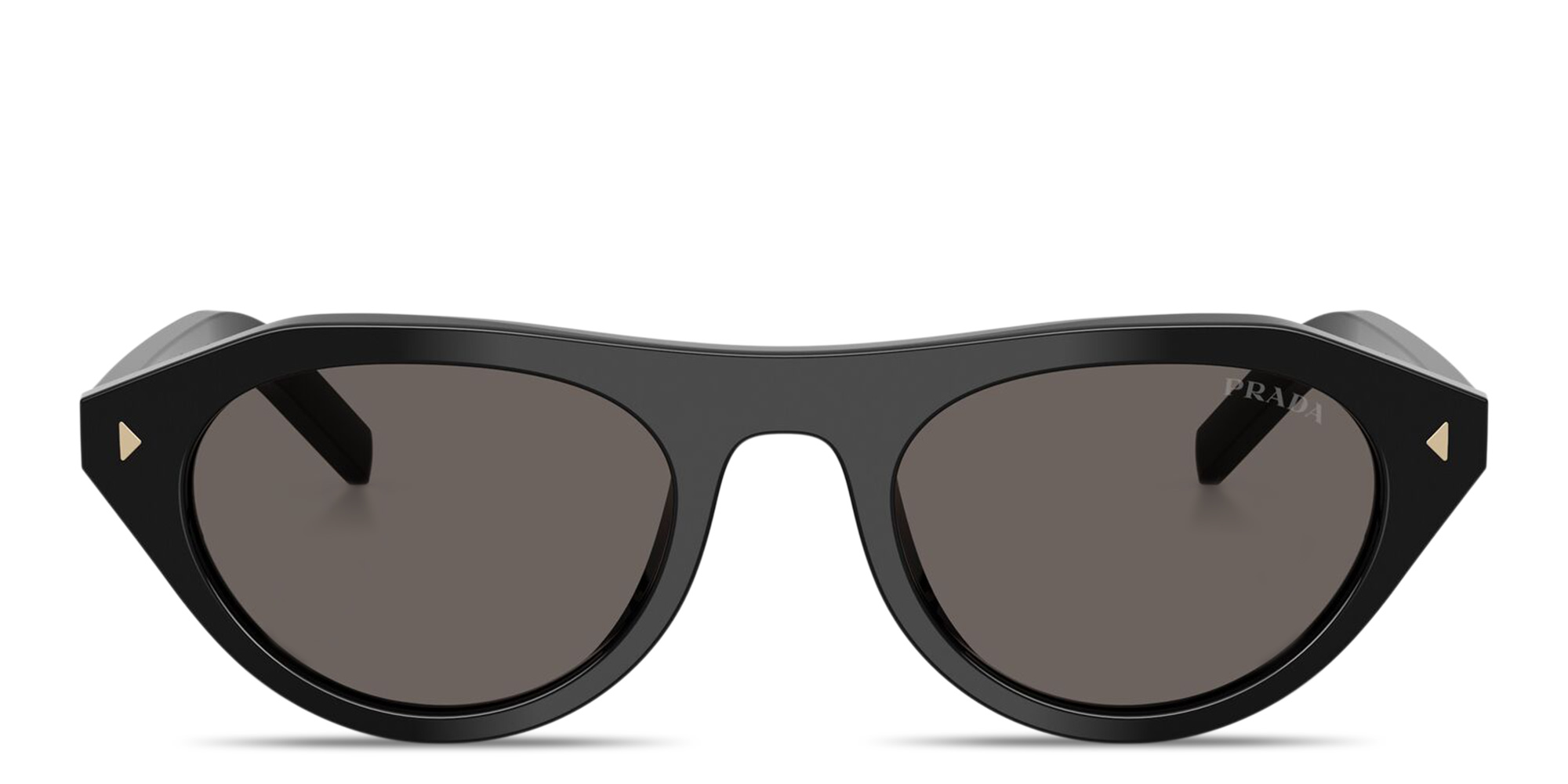 Shop PRADA Logo Signature Irregular Sunglasses in Black online.